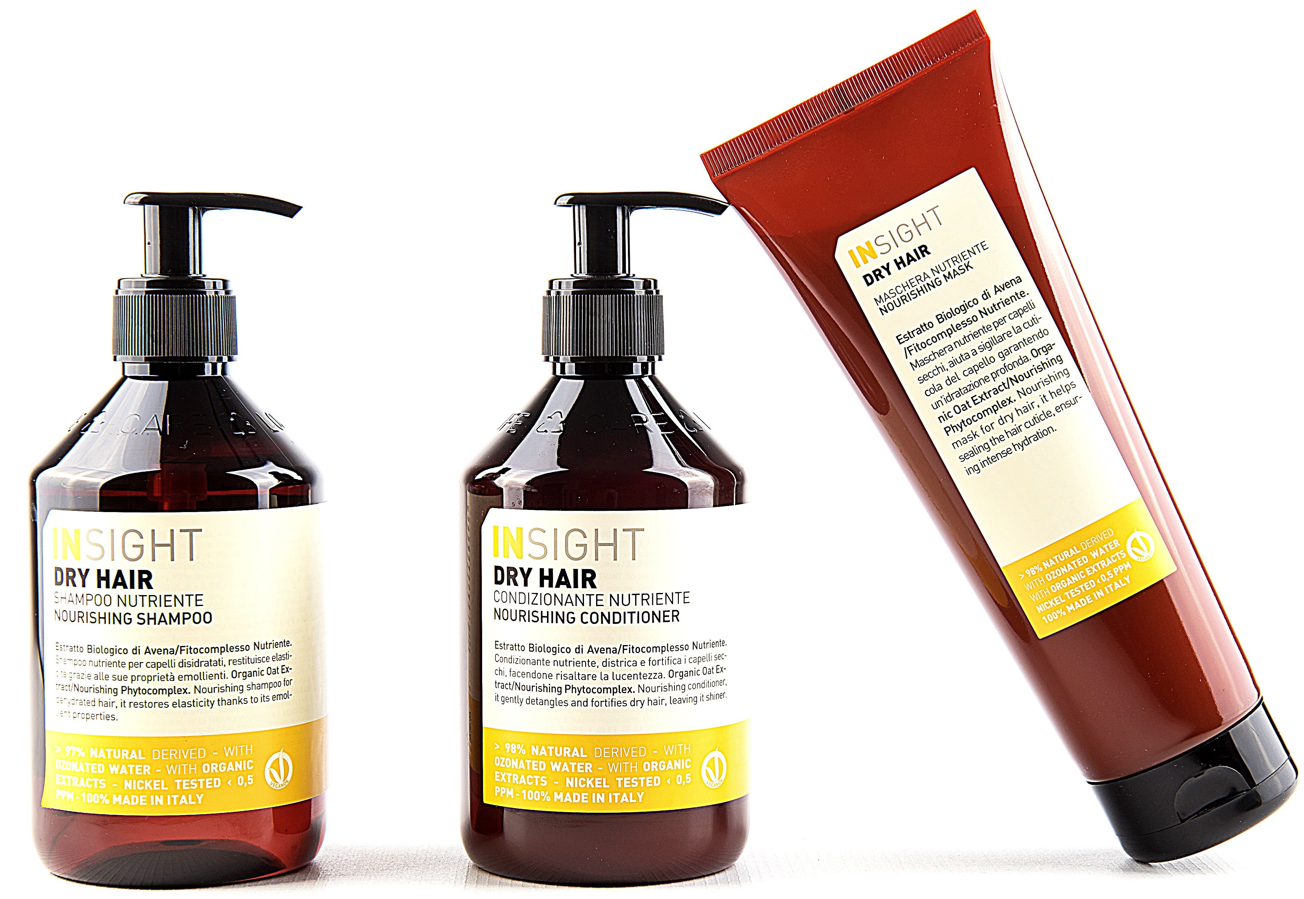 Insight Professional Haarshampoo Dry Hair trockenes Haar Shampoo 400ml, Conditioner 400ml + Maske 250ml, 1-tlg.