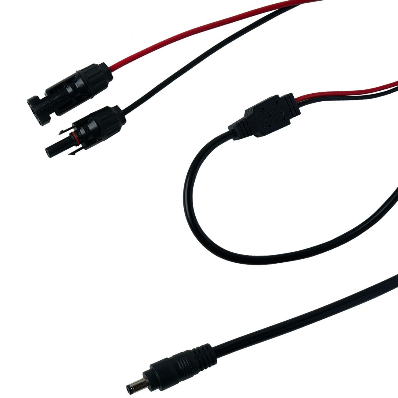 Casativo Solarmodul Anschlusskabel 2m MC4 zu DC 5,5x2,1mm IP65 wetterfest Solarkabel, (200 cm), 2m Solarkabel mit MC4-Stecker & Hohlstecker-Adaptern
