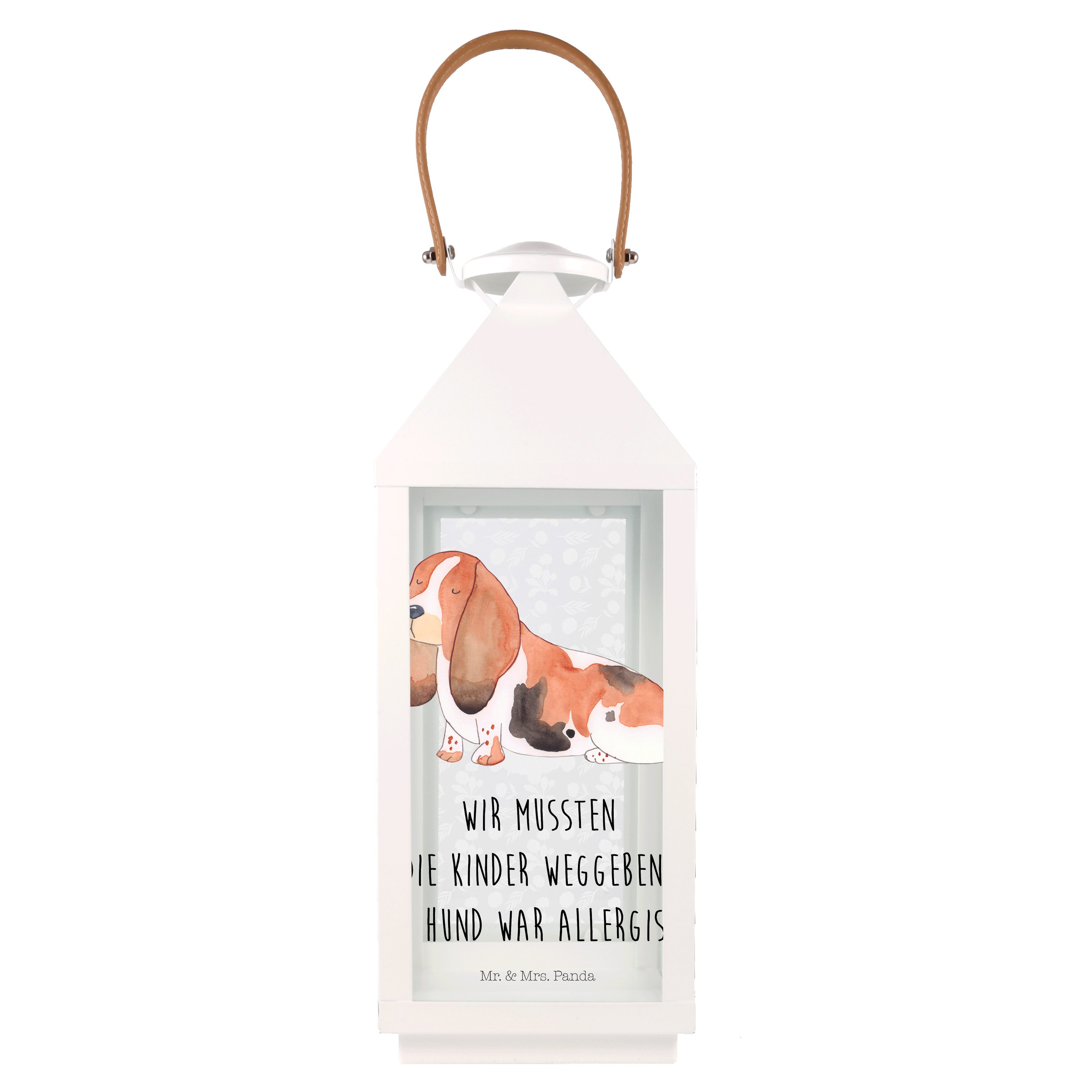 Mr. & Mrs. Panda Gartenleuchte Hund Basset Hound, Windlicht Outdoor L, Transparent, laterne, Deko, L