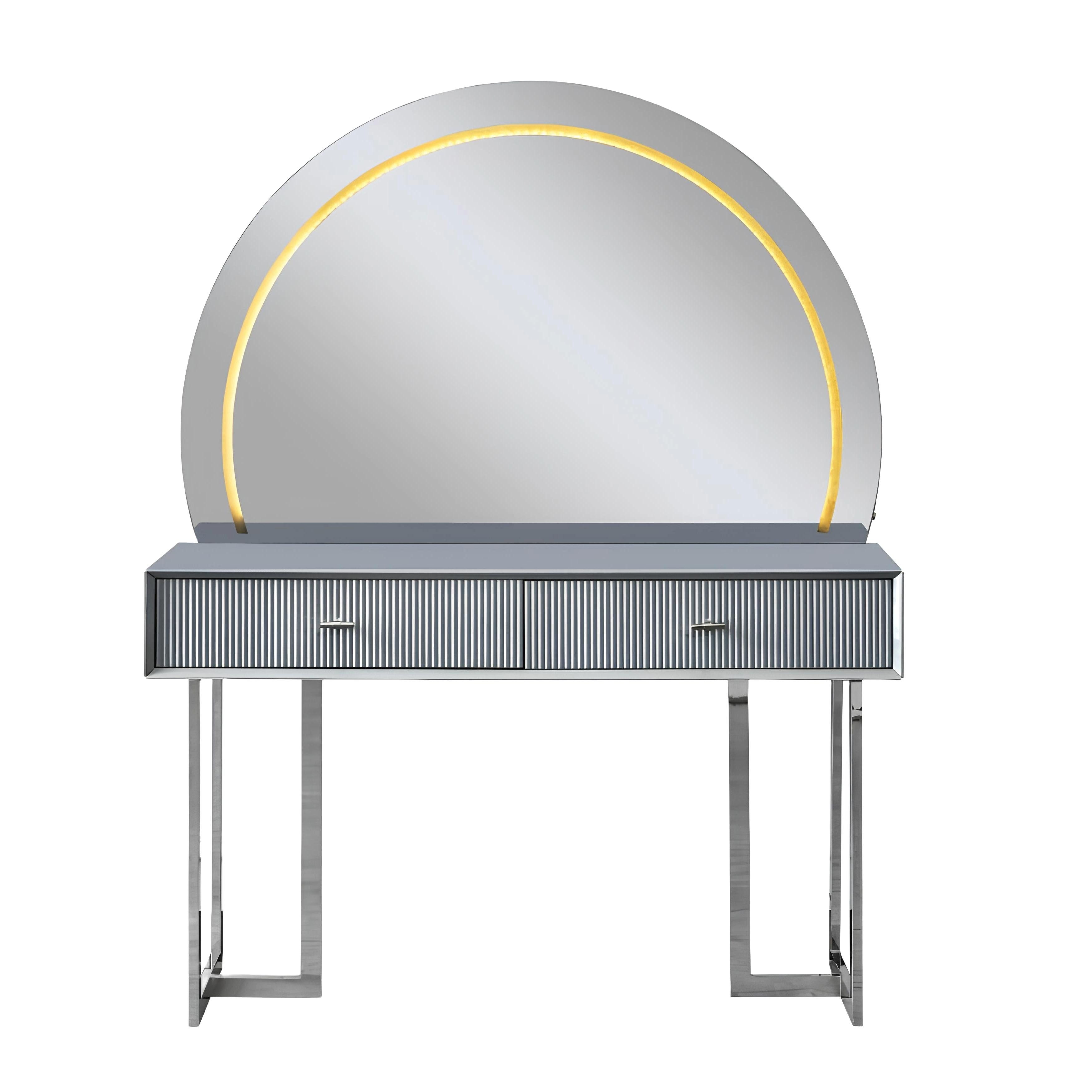 Xlmoebel Schminktisch Eleganter Kosmetiktisch in Hochglanz Weiß mit viel Stauraum (Schminktisch mit Spiegel), Hergestellt in Europa