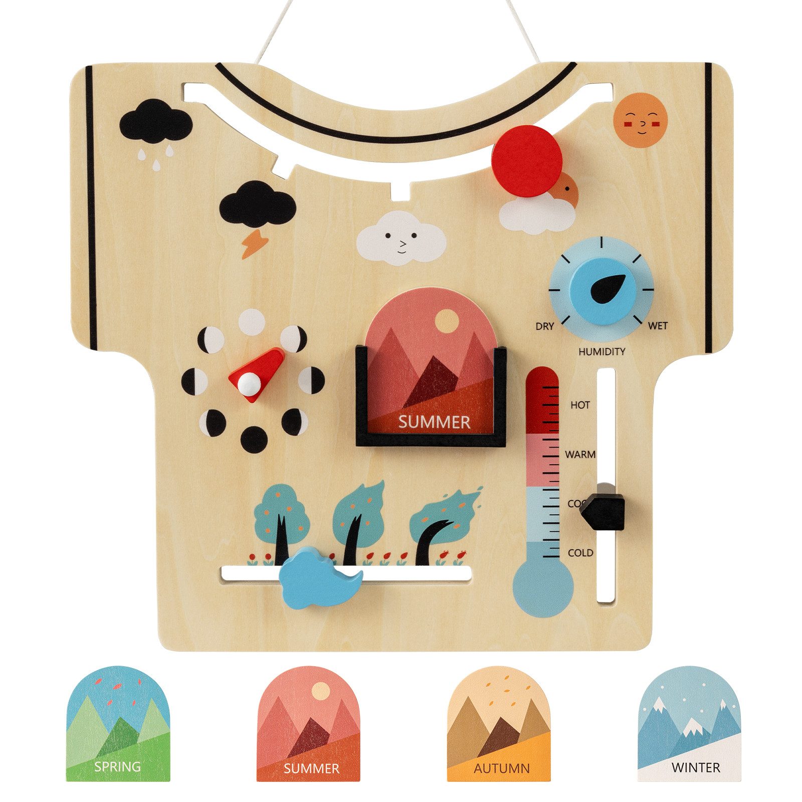 COSTWAY Lernspielzeug, Kindermonatskalender, Montessori Holzspielzeug