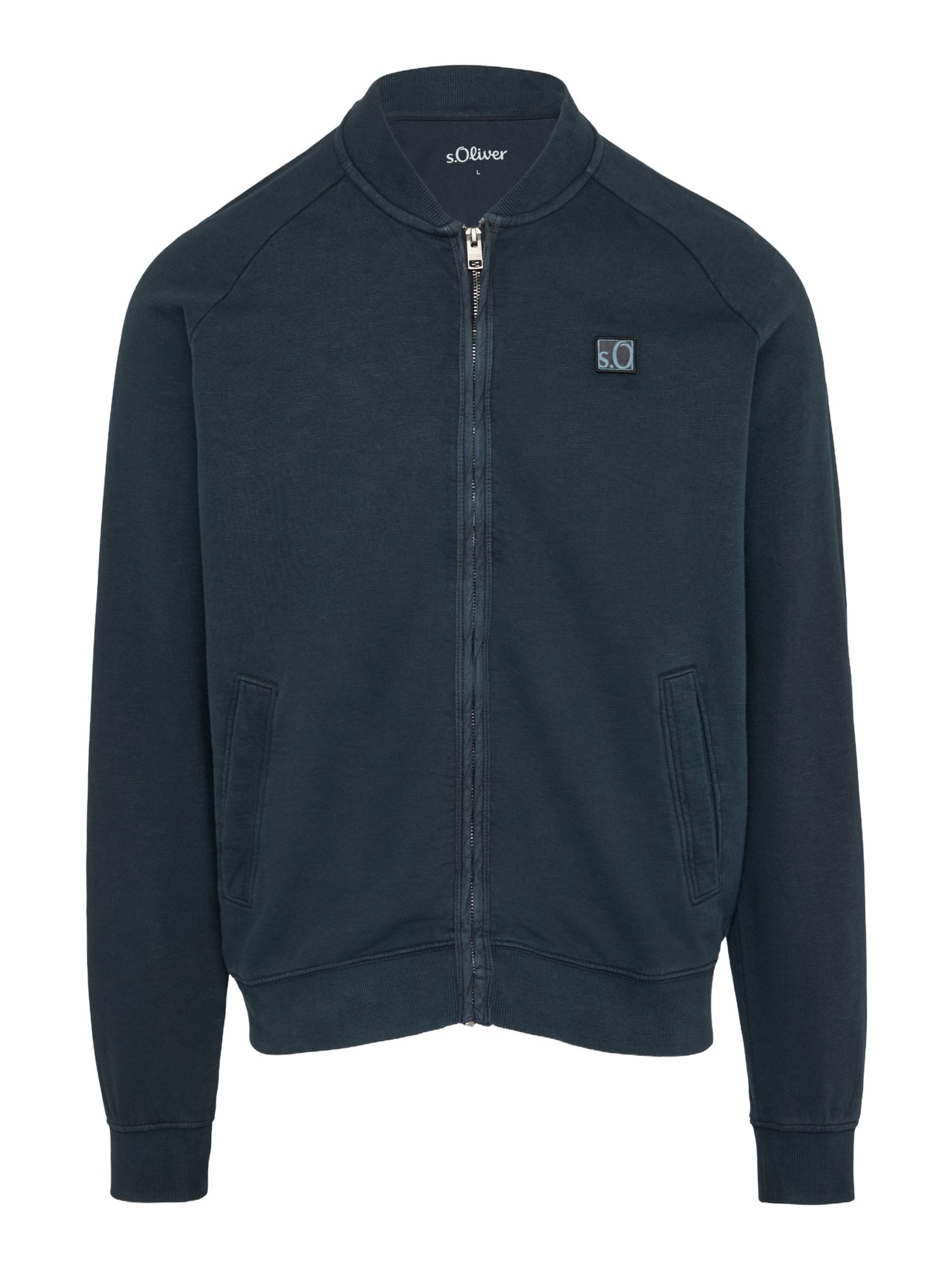 s.Oliver Strickjacke blau,Casual,Baumwolle,Unifarben,Stehkragen,Lang,Regular Fit