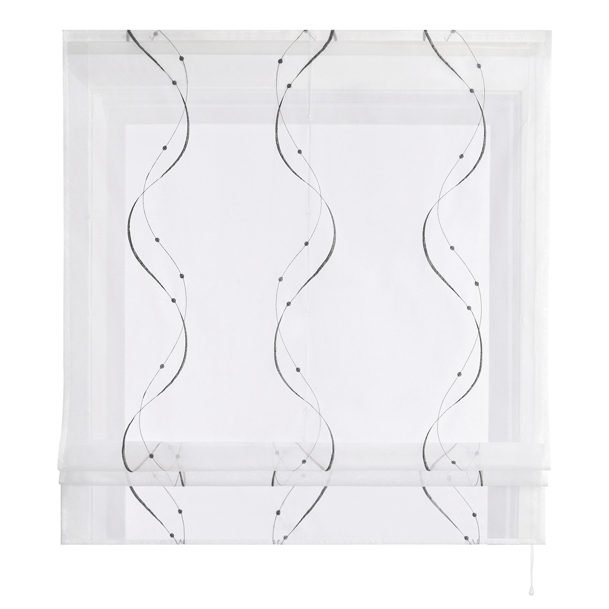 Joyswahl Raffrollo, mit Klettband, Küche Bändchenrollo Voile Weiß, Bestickt günstig online kaufen