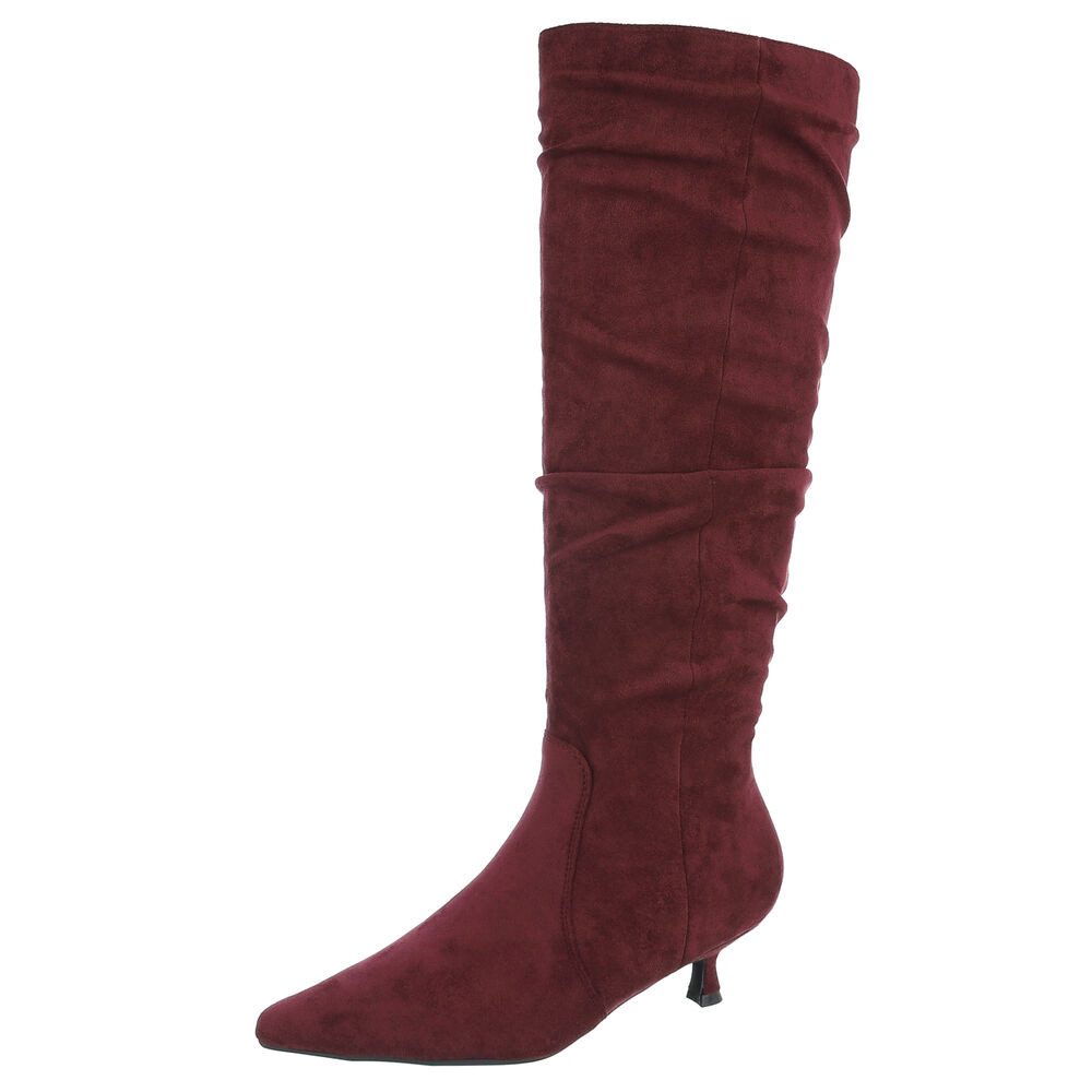 Ital-Design Elegante Stiefel mit Raffung für Damen im Alltag Stiefel (90515033) Pfennig-/Stilettoabsatz Stiefel in Weinrot