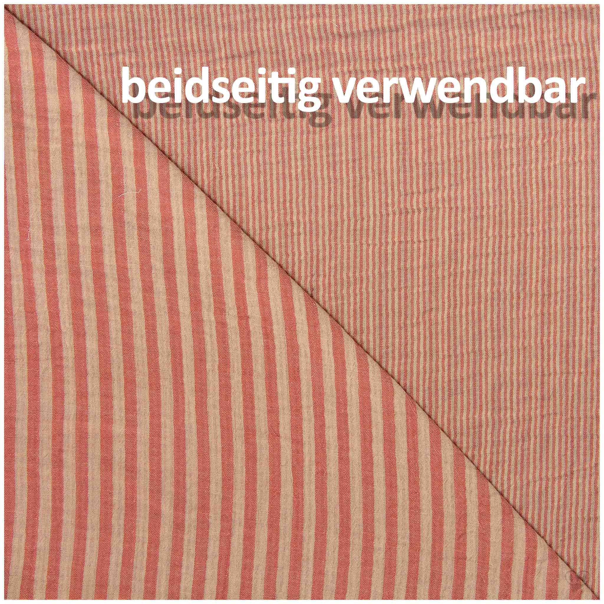 maDDma Stoff Musselin Stoff Streifen Double Gauze Baumwolle 1/2 Meterware 125 cm, rot-lachs
