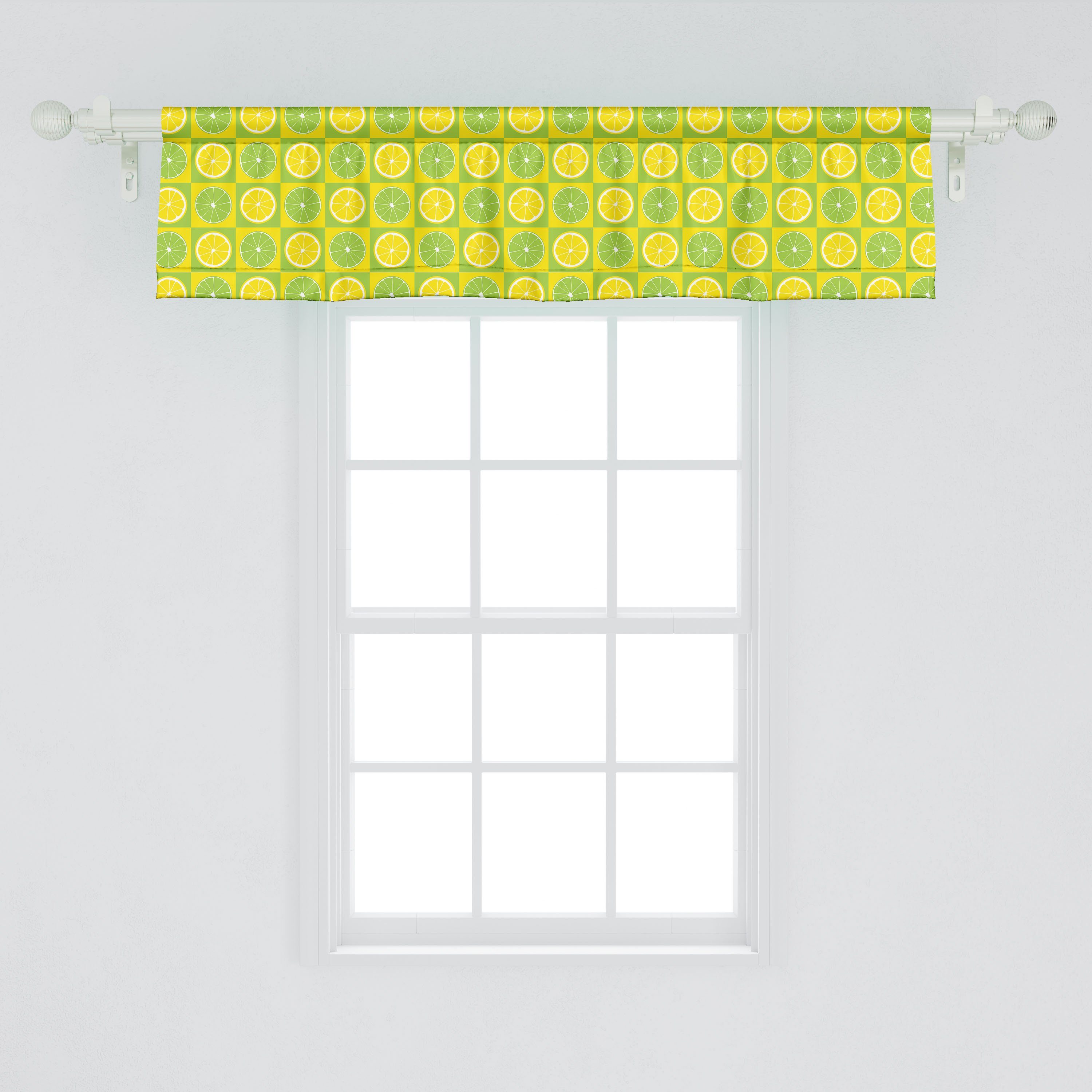 Lime Lime Schlafzimmer Küche Volant Stangentasche, Lemon Vorhang für Green Pop-Art Scheibengardine mit Microfaser, Abakuhaus, Dekor