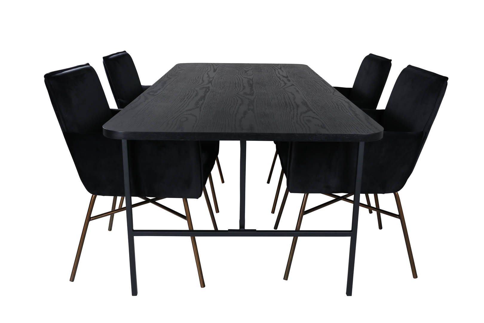 ebuy24 Essgruppe UnoBL Essgruppe Esstisch Esszi, und (5-tlg) schwarz 4 Pippi