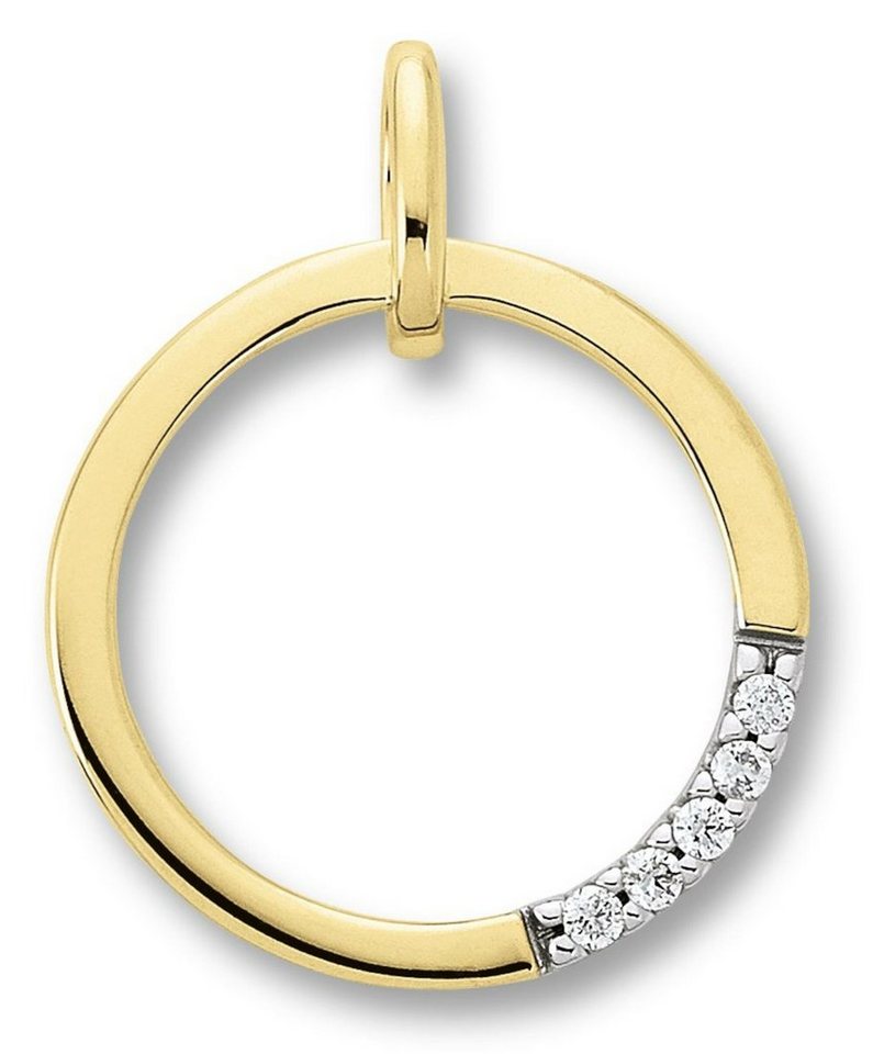 ONE ELEMENT Kettenanhänger 0.03 ct Diamant Brillant Anhänger aus 585  Gelbgold, Damen Gold Schmuck, Abmessung / Motiv : 17 mm x 14 mm 1,5 mm