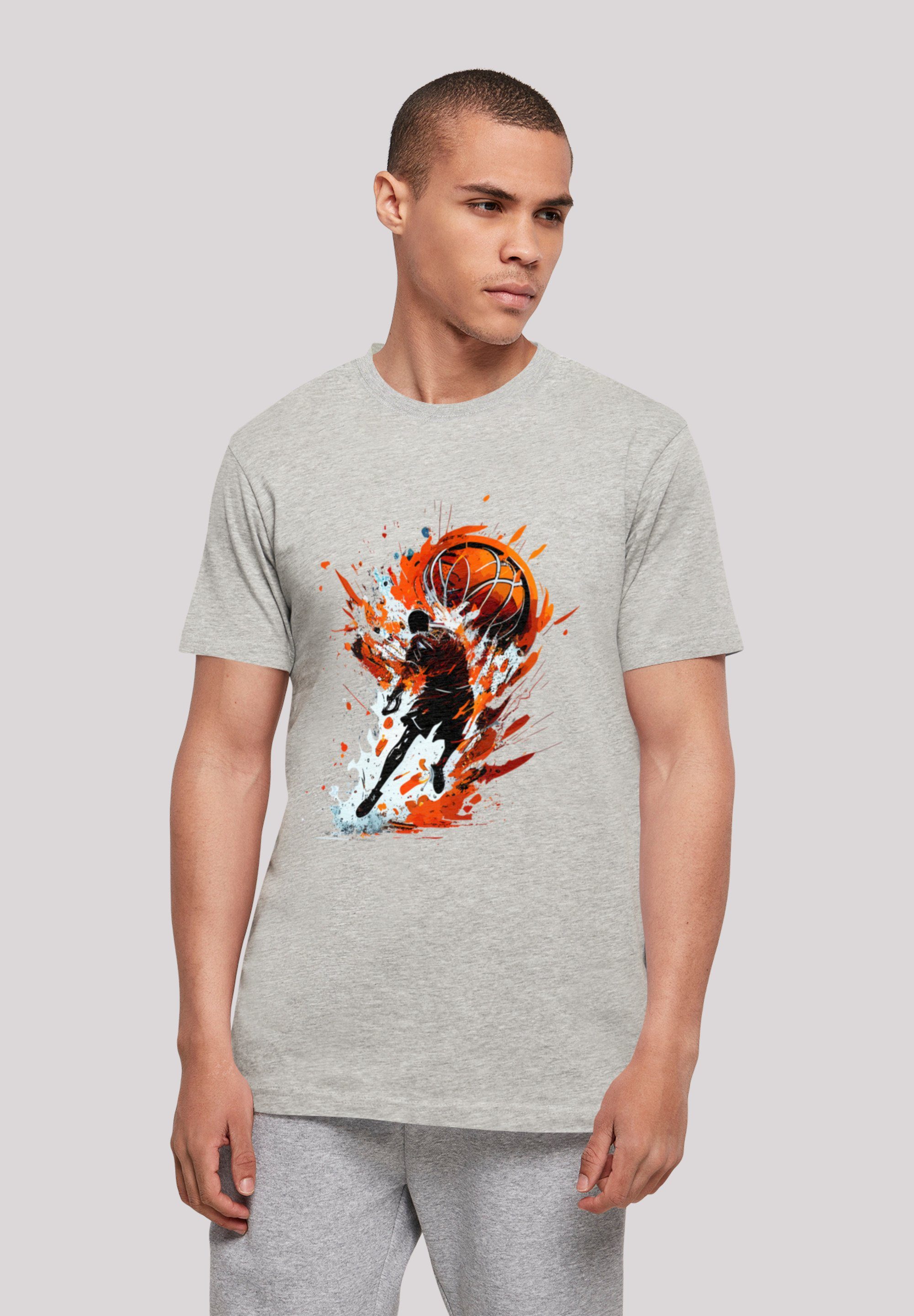 F4NT4STIC T-Shirt Basketball Splash Sport UNISEX Print heather grey