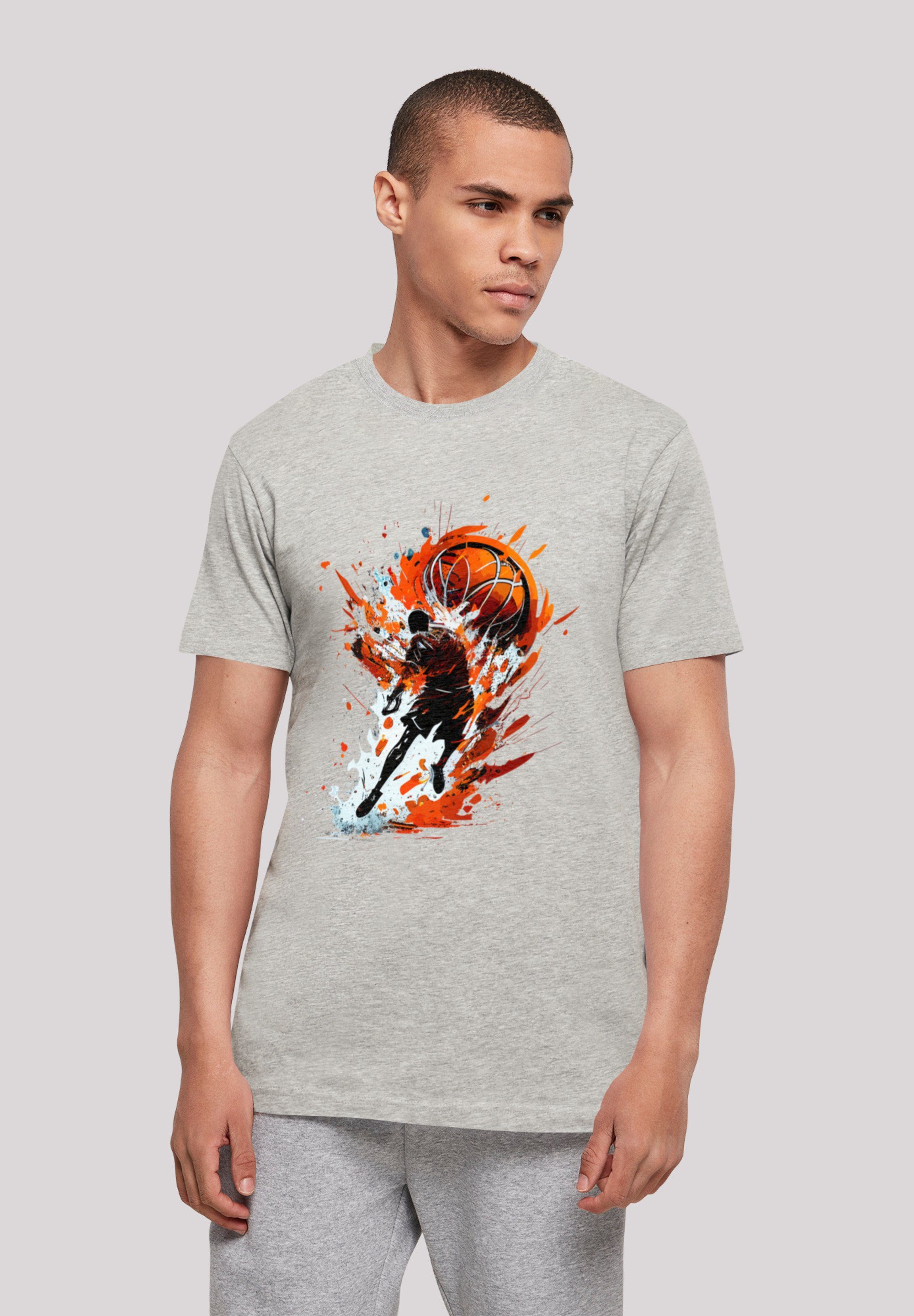 F4NT4STIC T-Shirt Basketball Splash Sport Print grey UNISEX heather