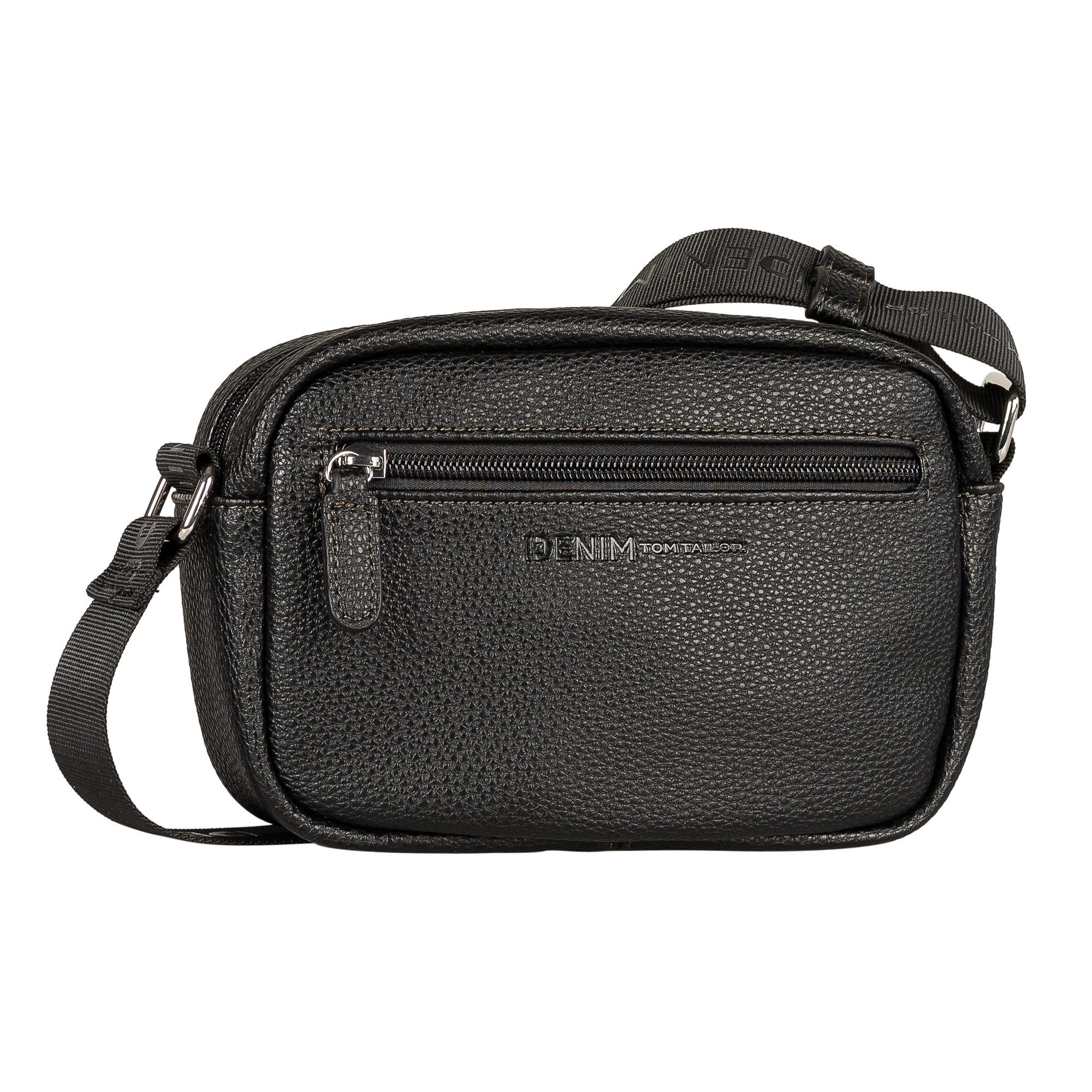 TOM TAILOR Denim Umhängetasche Fara, weicher softer Style mit Kontrastgewebeband und glossy Logodruck
