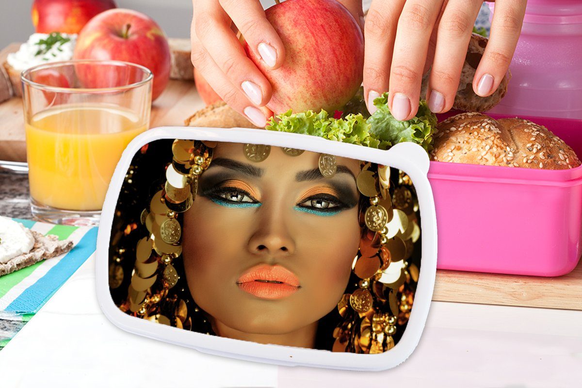 Snackbox, - - Kinder, für (2-tlg), Make-up Schmuck Luxus, Kunststoff Kleopatra Gold - Kunststoff, Frau - - Lunchbox rosa MuchoWow Erwachsene, Mädchen, Brotdose Brotbox