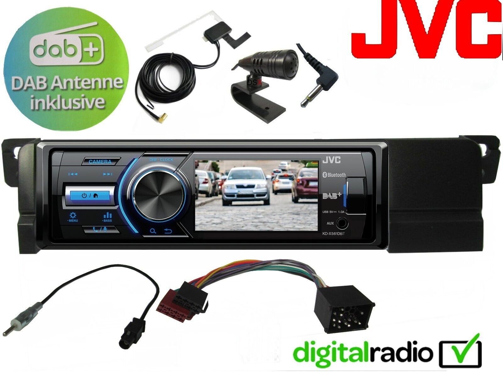 DSX JVC Bluetooth DAB+ Radio passend für BMW 3er E46 98-07 TFT Monitor Autoradio (Digitalradio (DAB), 45,00 W)