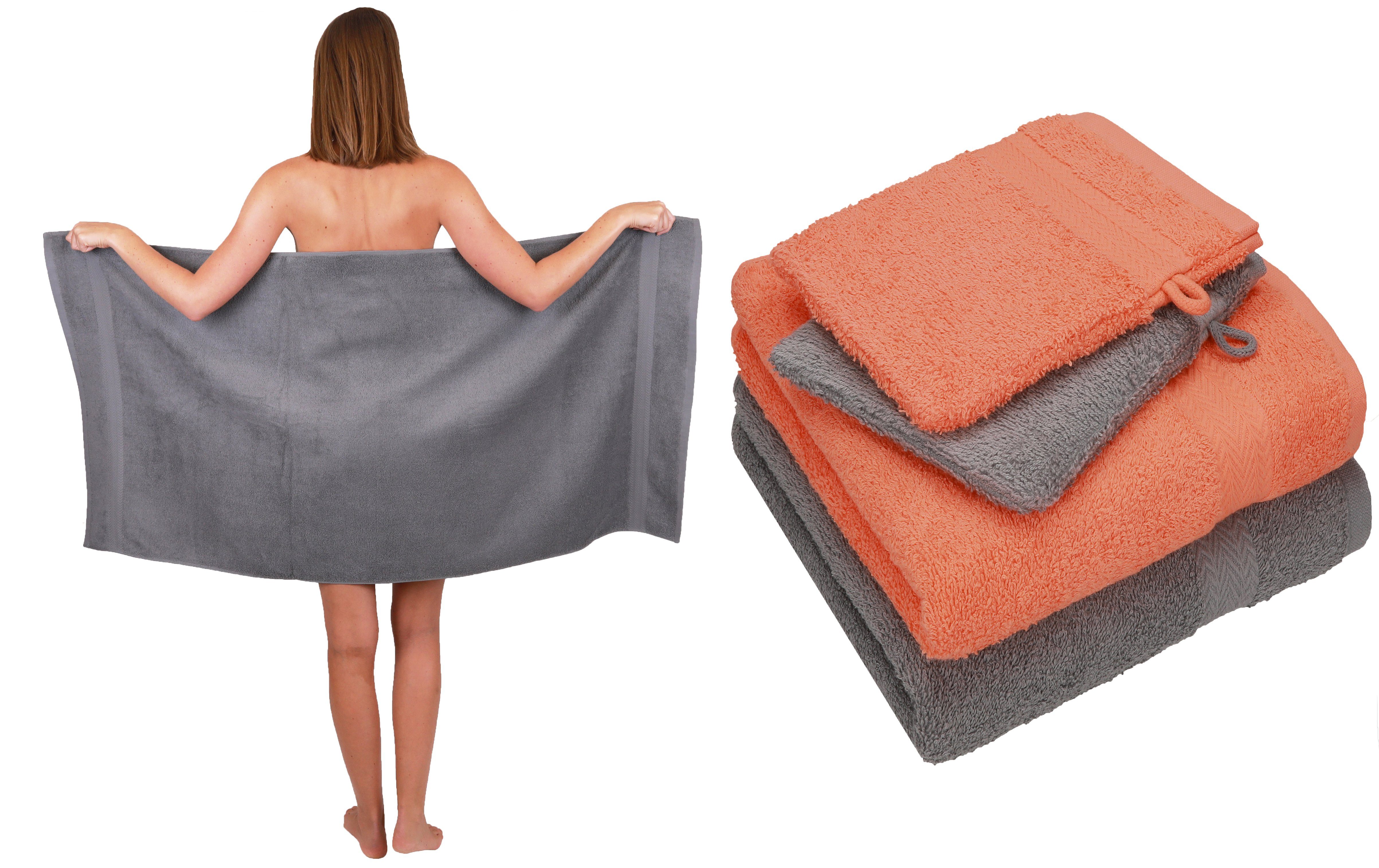 Betz Handtuch Set 5 TLG. Handtuch Set Single Pack 100% Baumwolle 1 Duschtuch 2 Handtücher 2 Waschhandschuhe, Baumwolle, (5-tlg) orange