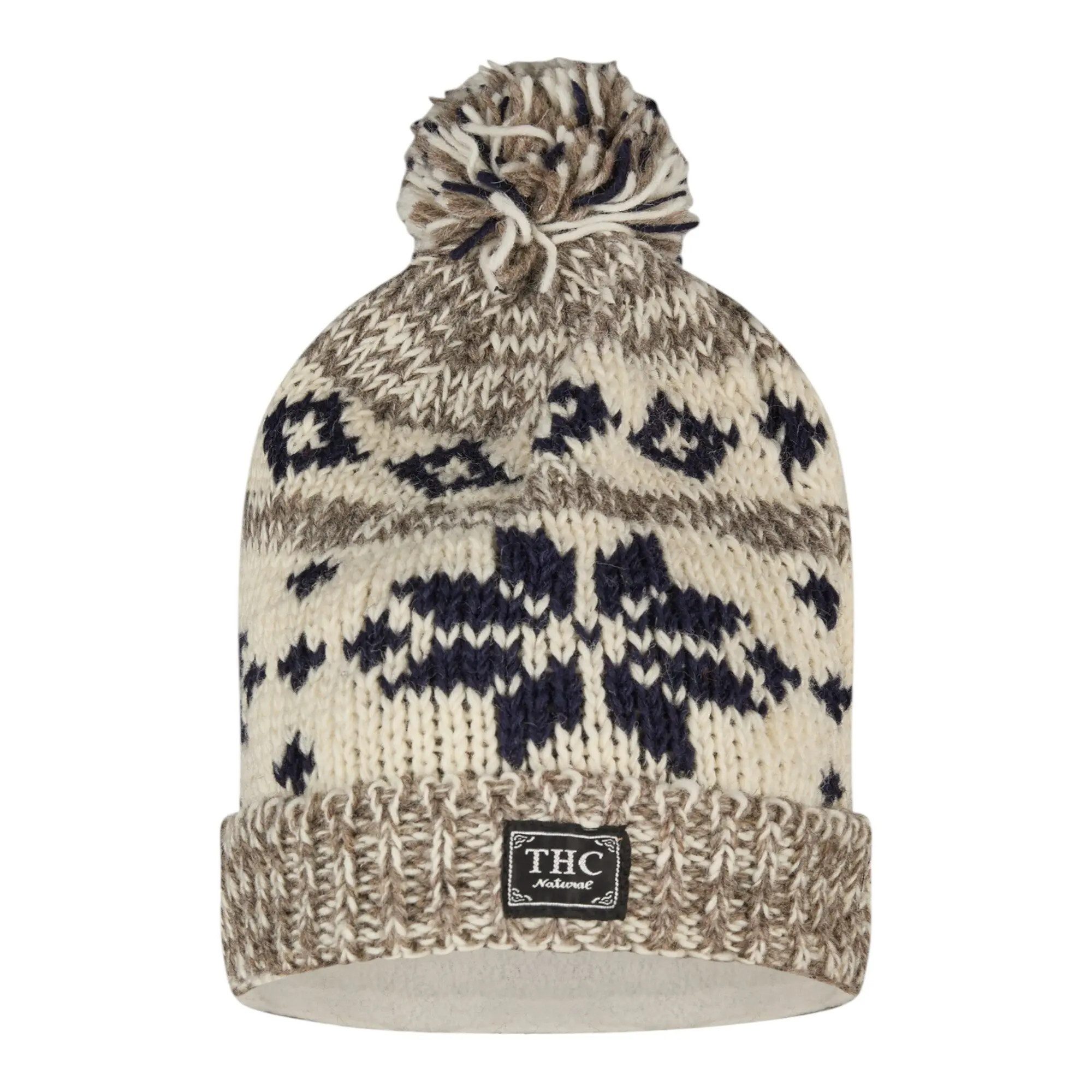 THC Natural Line Bommelmütze THC Schafwoll Pudelmütze 609 Norweger grau (1 Stück, 1-St., 1 Stück) Innenfutter: Fleece