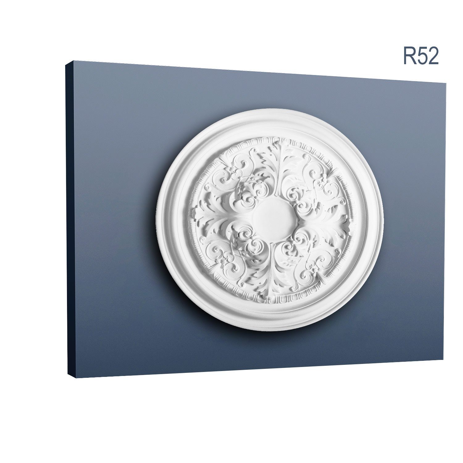 Rokoko Durchmesser Deckenelement, vorgrundiert, weiß, 1 R52 / St., Orac Stil: Zierelement, Stuckrosette, (Rosette, 69,5 Decken-Rosette Medallion, Decor Barock Deckenrosette, cm),
