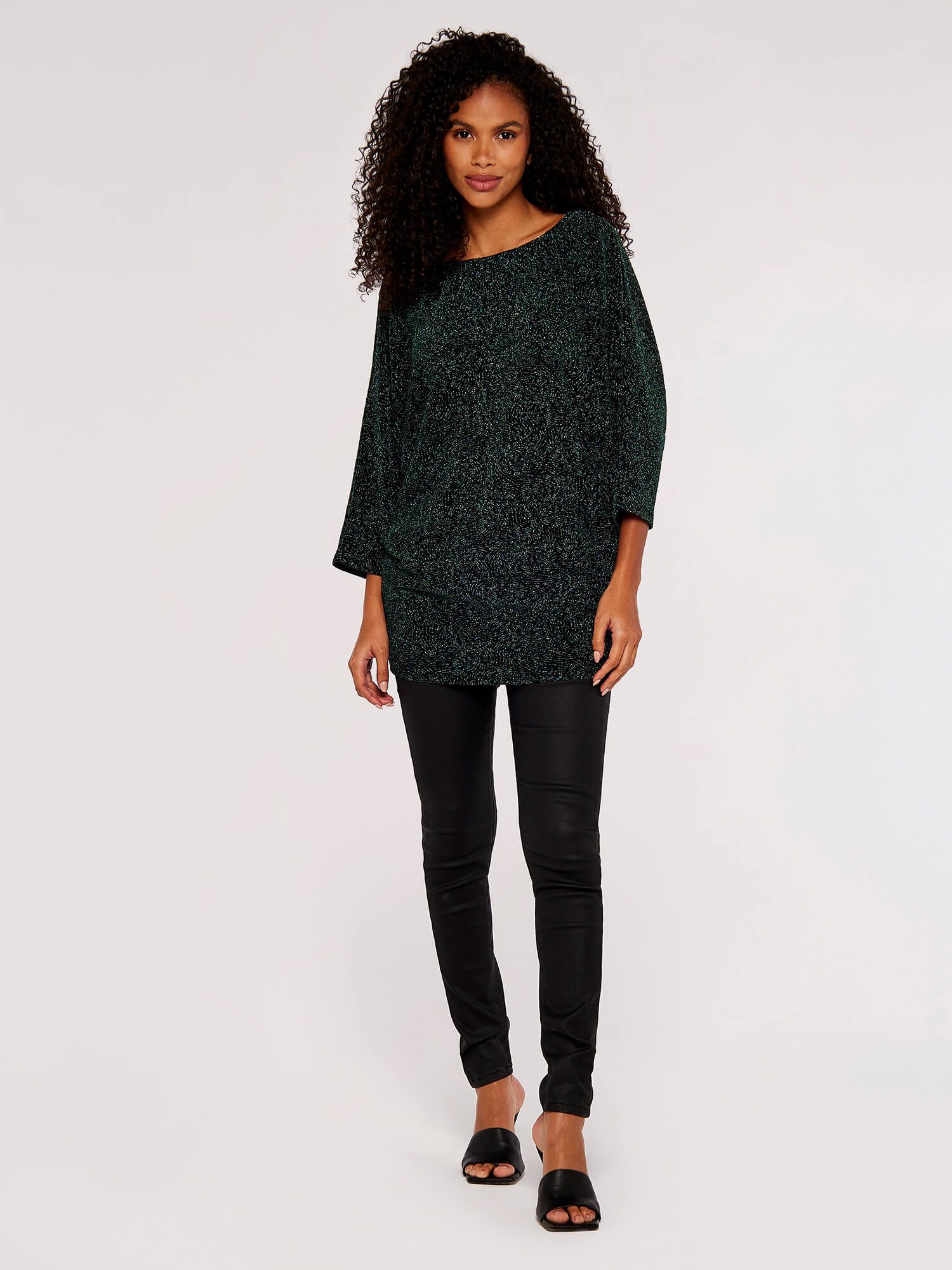 Apricot Rundhalsshirt Metallic-Top mit Fledermausärmeln günstig online kaufen