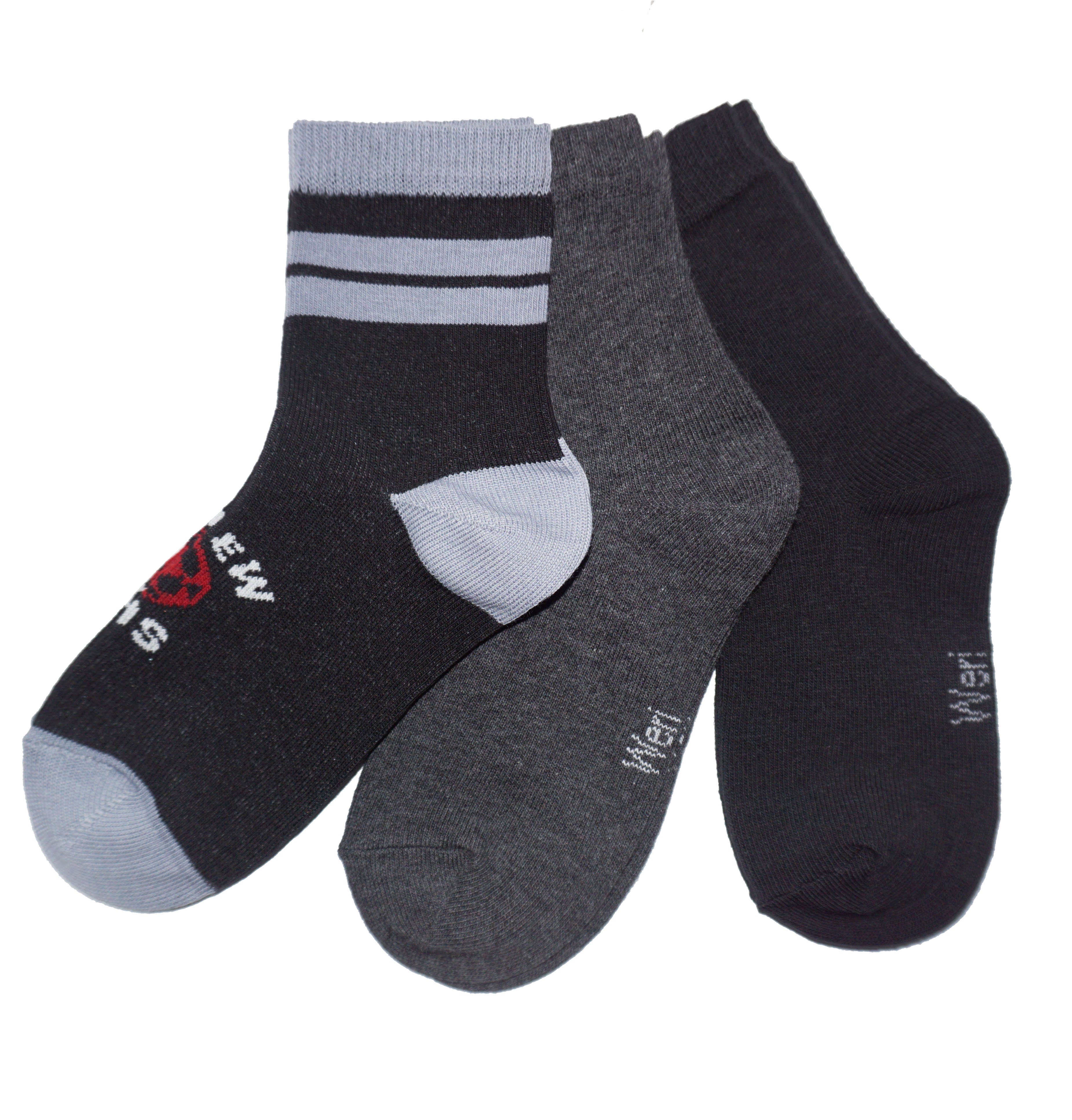 Basicsocken Kinder Socken in 3-er Packs >>Mix<< aus Baumwolle