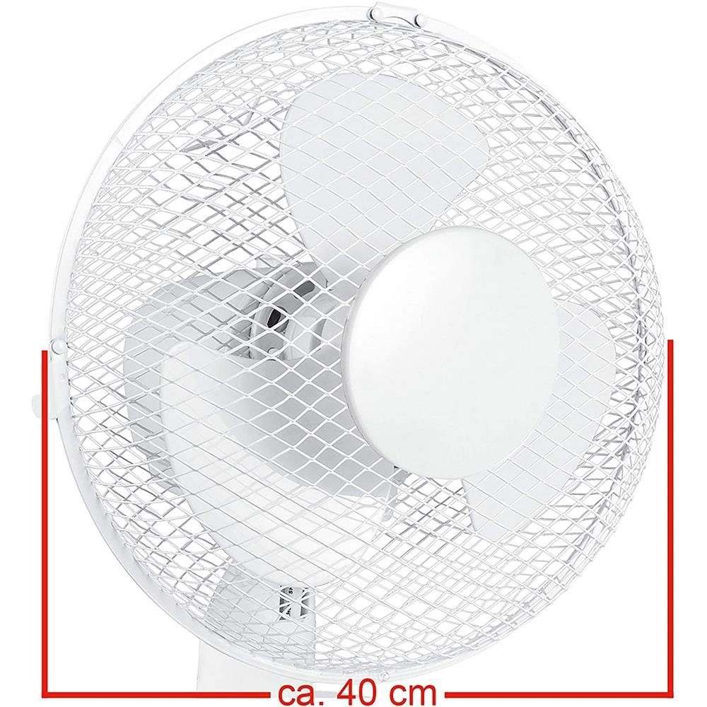 Oszillationsfunktion, verstellbarer Durchmesser, 90° 3 Tischventilator Schutzgitter 40 cm weiß KORONA Watt, aus 40 Metall, 81002, Geschwindigkeiten, Neigungswinkel,