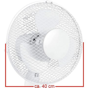 KORONA Tischventilator 81002, 40 cm Durchmesser, 40 Watt, 3 Geschwindigkeiten, 90° Oszillationsfunktion, verstellbarer Neigungswinkel, Schutzgitter aus Metall, weiß