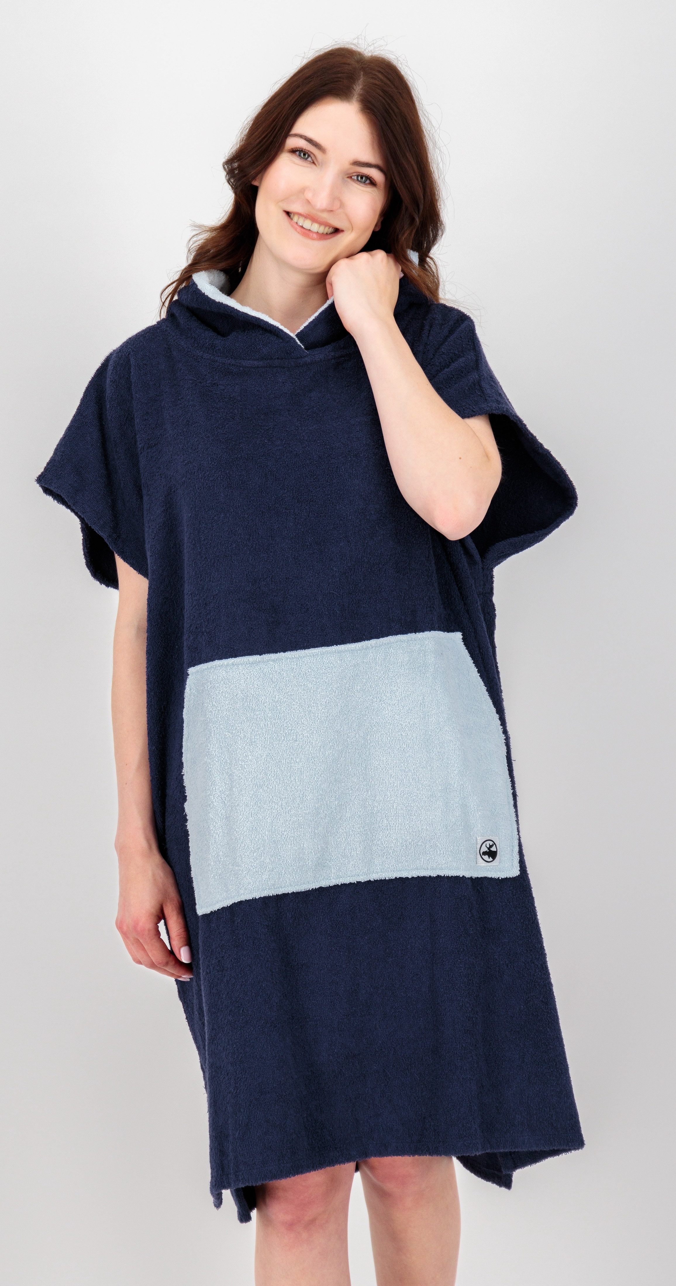 DEPROC Active Poncho Badeponcho PARLEE BEACH Badeponcho mit großer Kängurutasche und Innentasche