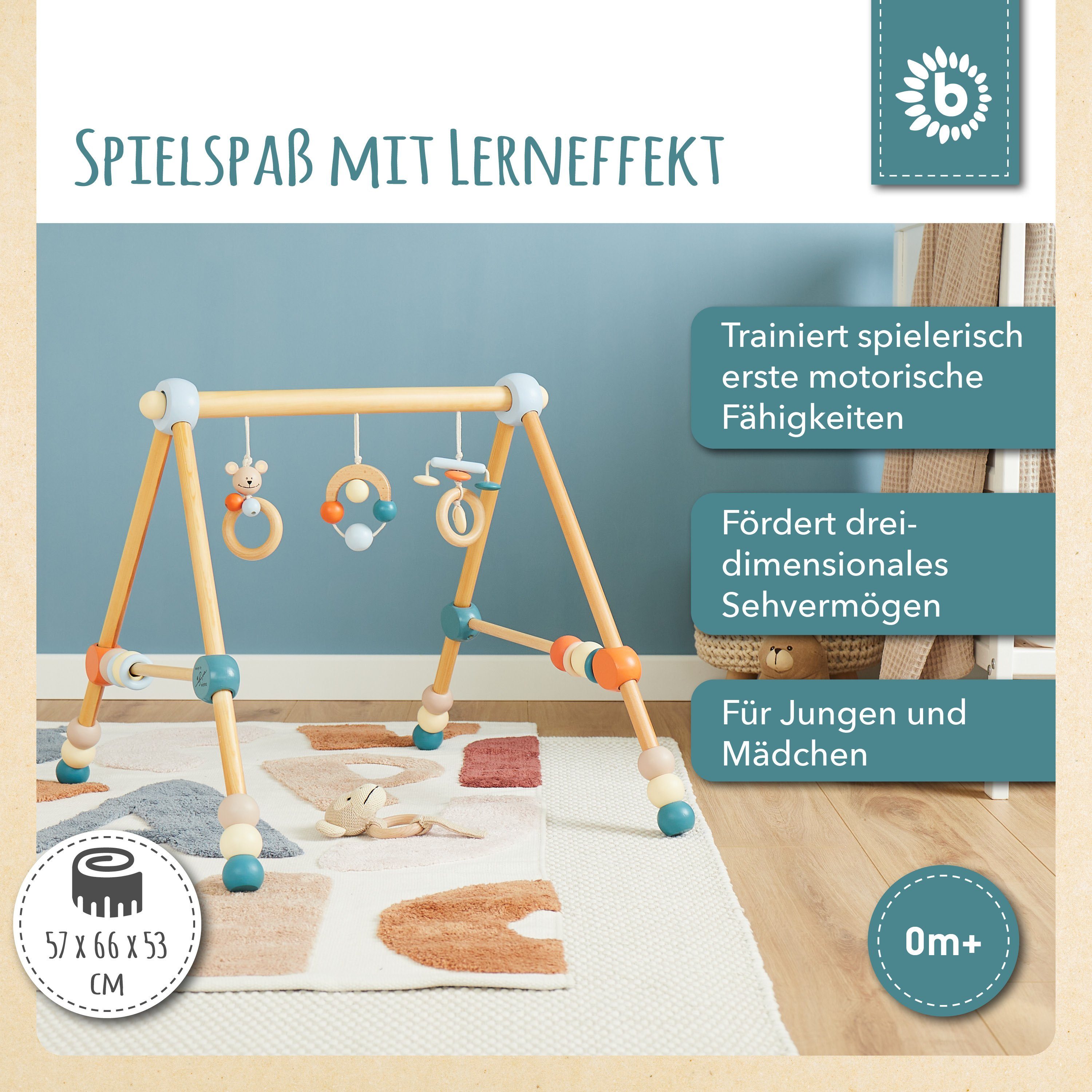 BIECO Baby Gym Bieco Spieltrapez höhenverstellbar Spielbogen Baby Holz