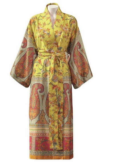 Bassetti Kimono GENOVA, lang, Baumwolle, Schnürverschluss, aus satinierter Baumwolle