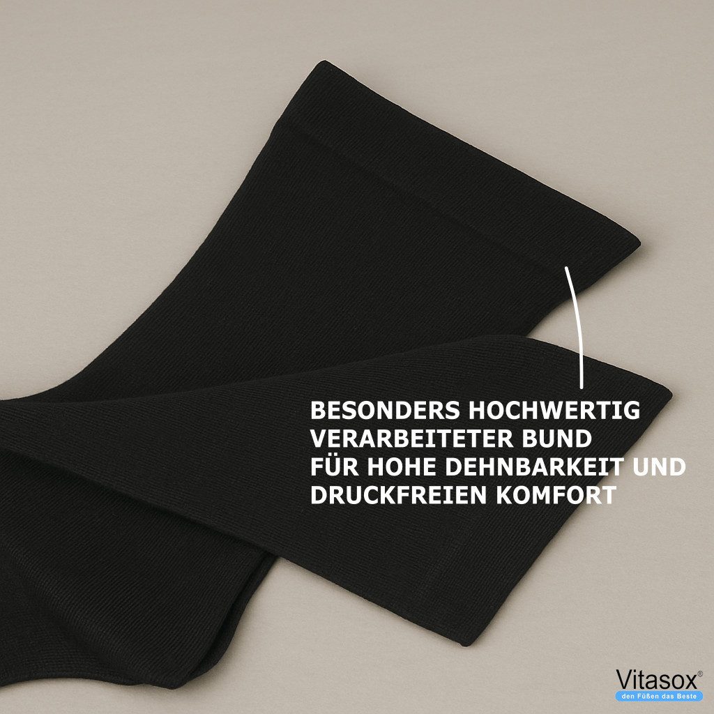 Vitasox Diabetikersocken für Herren - Gesundheitsstrümpfe ohne Einschneiden und Abdrücken (4-Paar) mit weichem und dehnbarem Komfortbund ohne Gummi