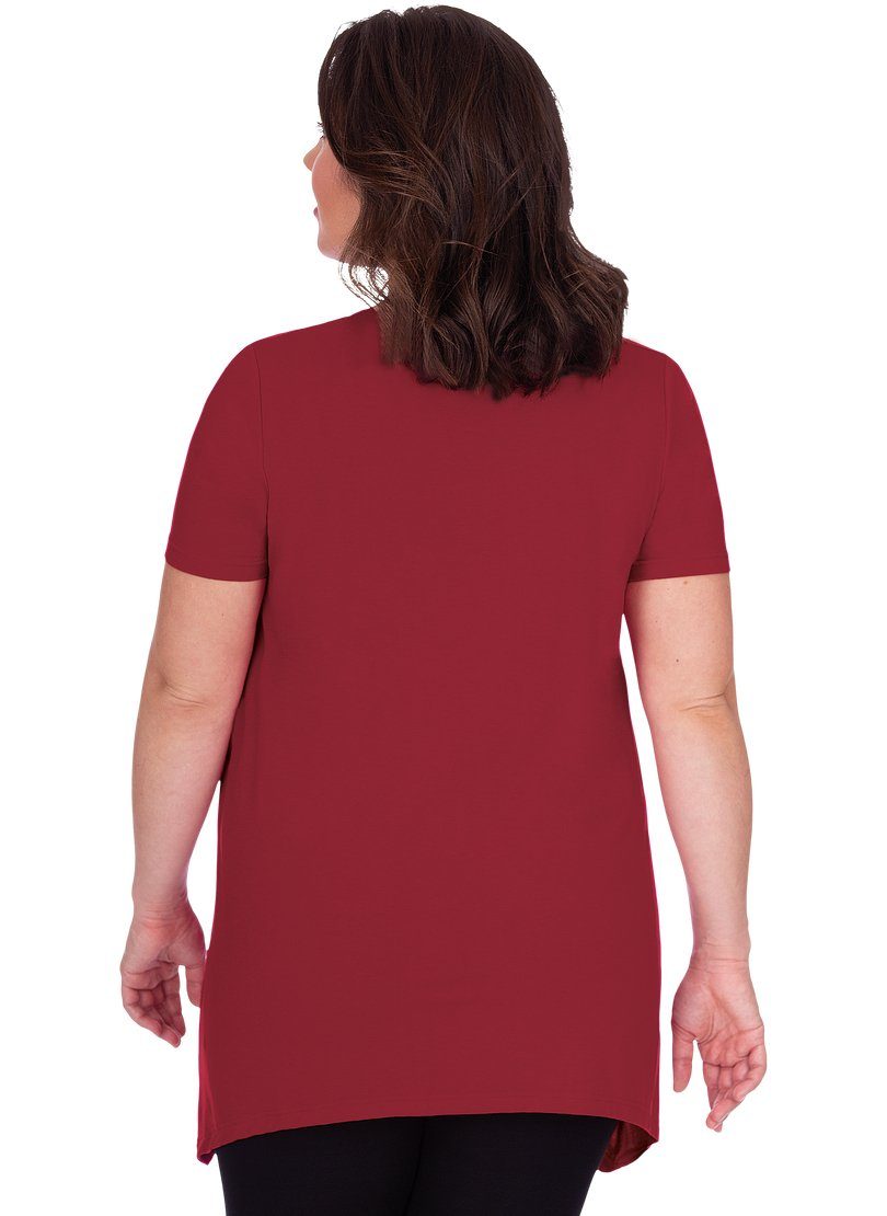 Trigema T-Shirt TRIGEMA Strass-Steinen edlen mit rubin Long-Shirt