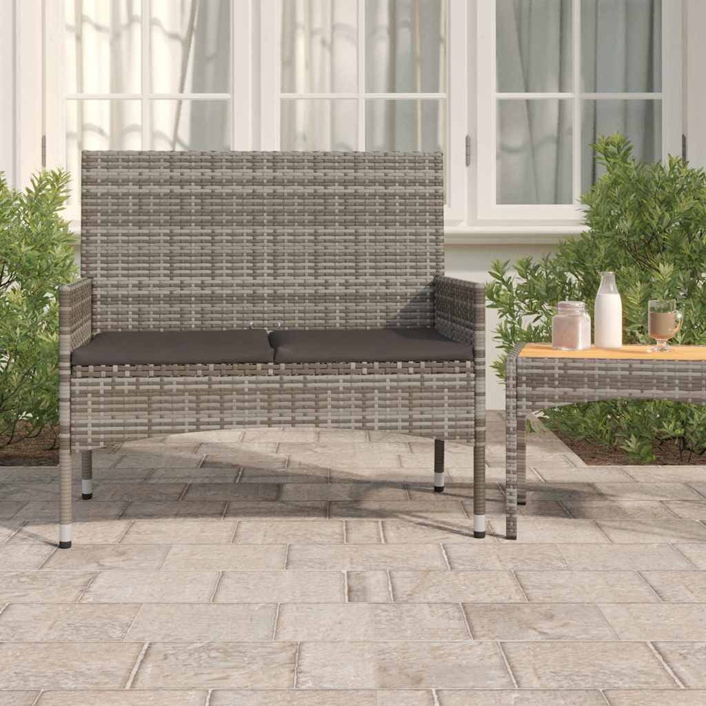 furnicato Gartenbank 2-Sitzer Bank aus PE-Rattan mit pulverbeschichtetem Stahlrahmen, 90x51, Wetterbeständige Sitzbank mit bequemen Kissen für den Garten