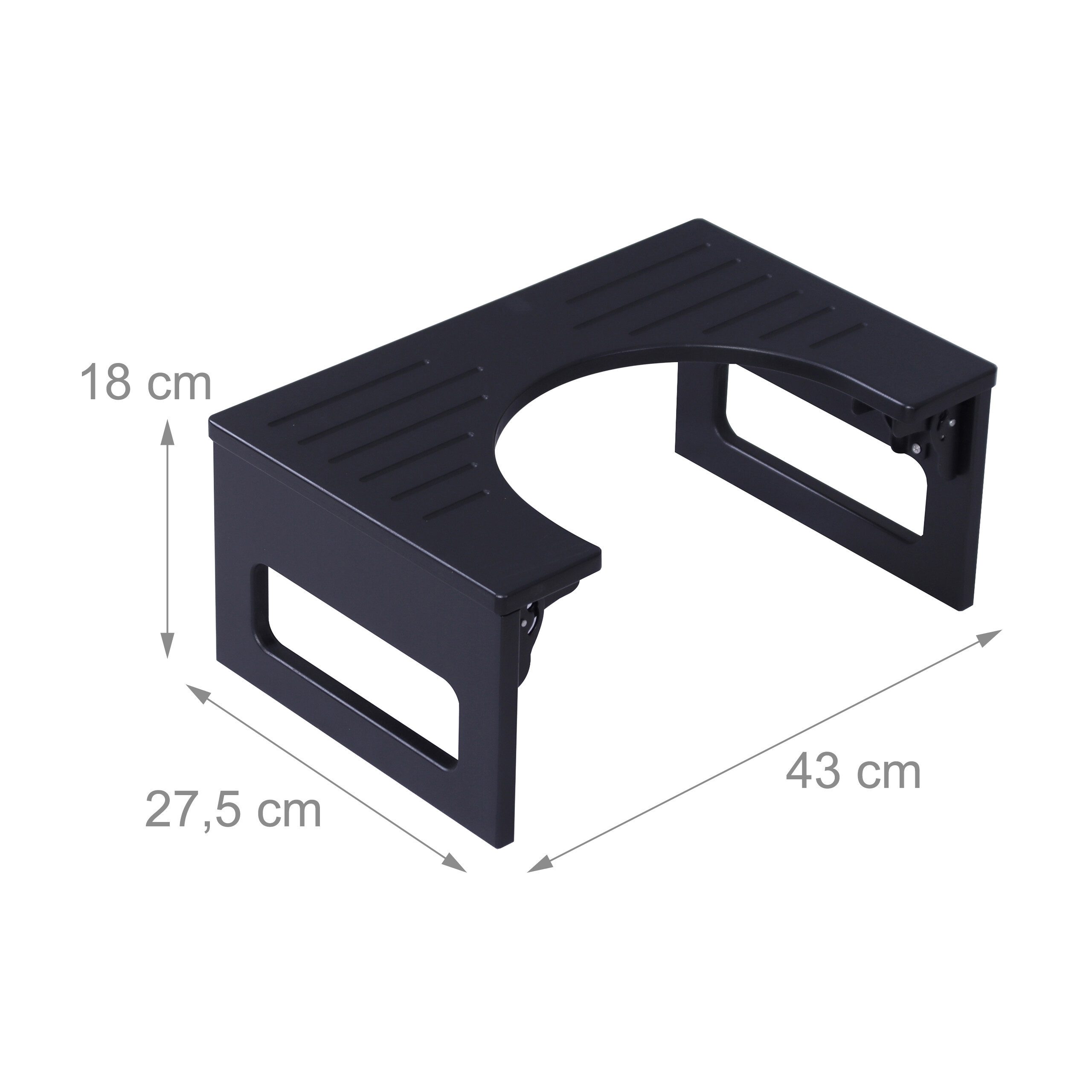 relaxdays Badhocker Klappbarer Toilettenhocker aus Bambus (1 St), schwarz – Bild 4 von 5