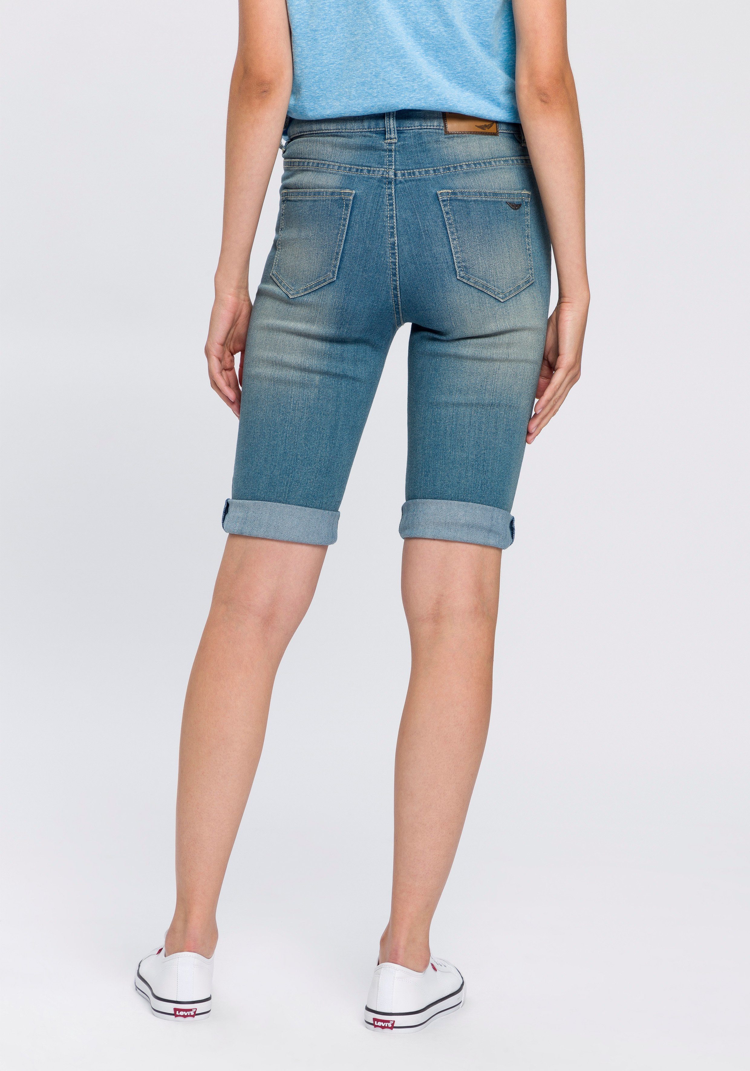 Arizona Jeansbermudas schmale Passform, krempelbarer Saum, günstig online kaufen