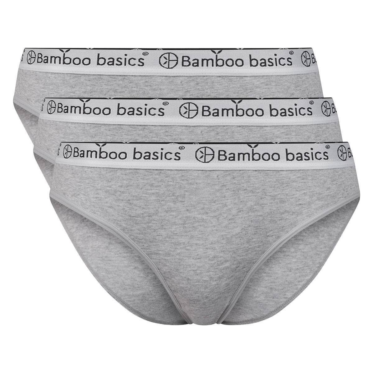 Bamboo basics Slip Damen Slips YARA, 3er Pack - Logo-Bund Grau | Klassische Slips