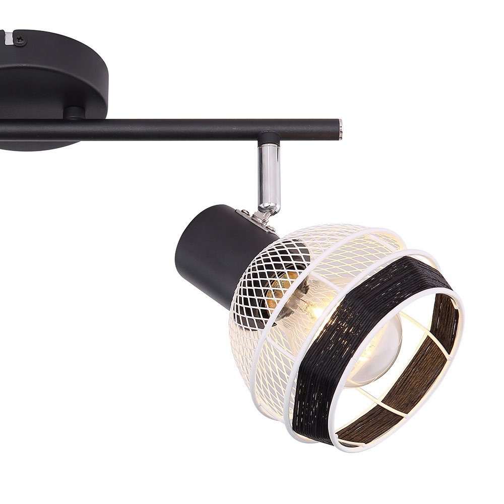 Spot Metall etc-shop Gitter Strahler nicht Leuchtmittel Decken beweglich inklusive, Hanfseil LED Deckenspot, Schwarz Lampe