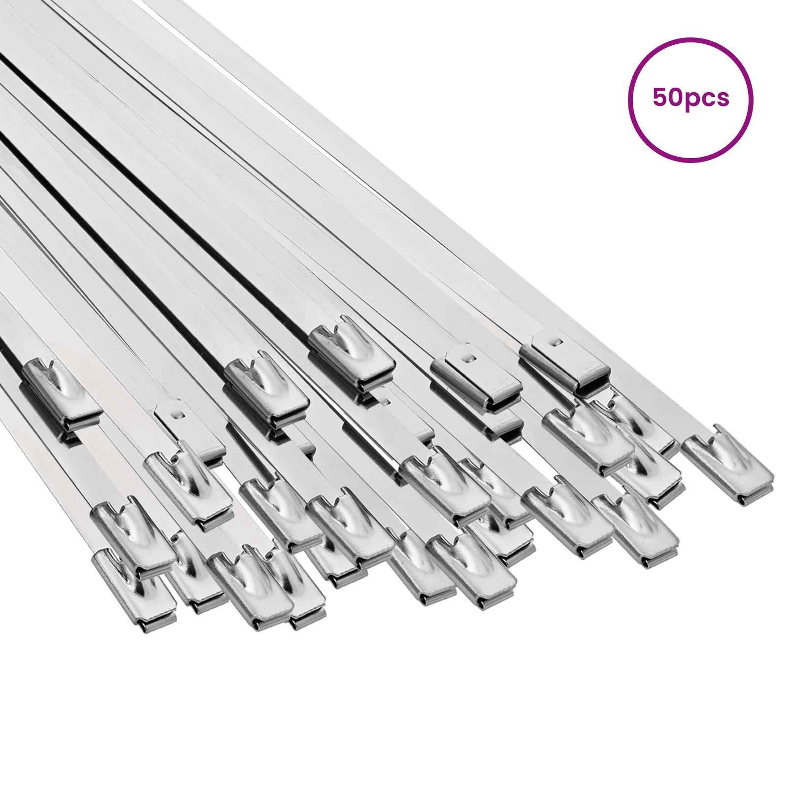 vidaXL Kabelbinder Kabelbinder 50 stk. 4,6 x 400 mm Silber (50-St)