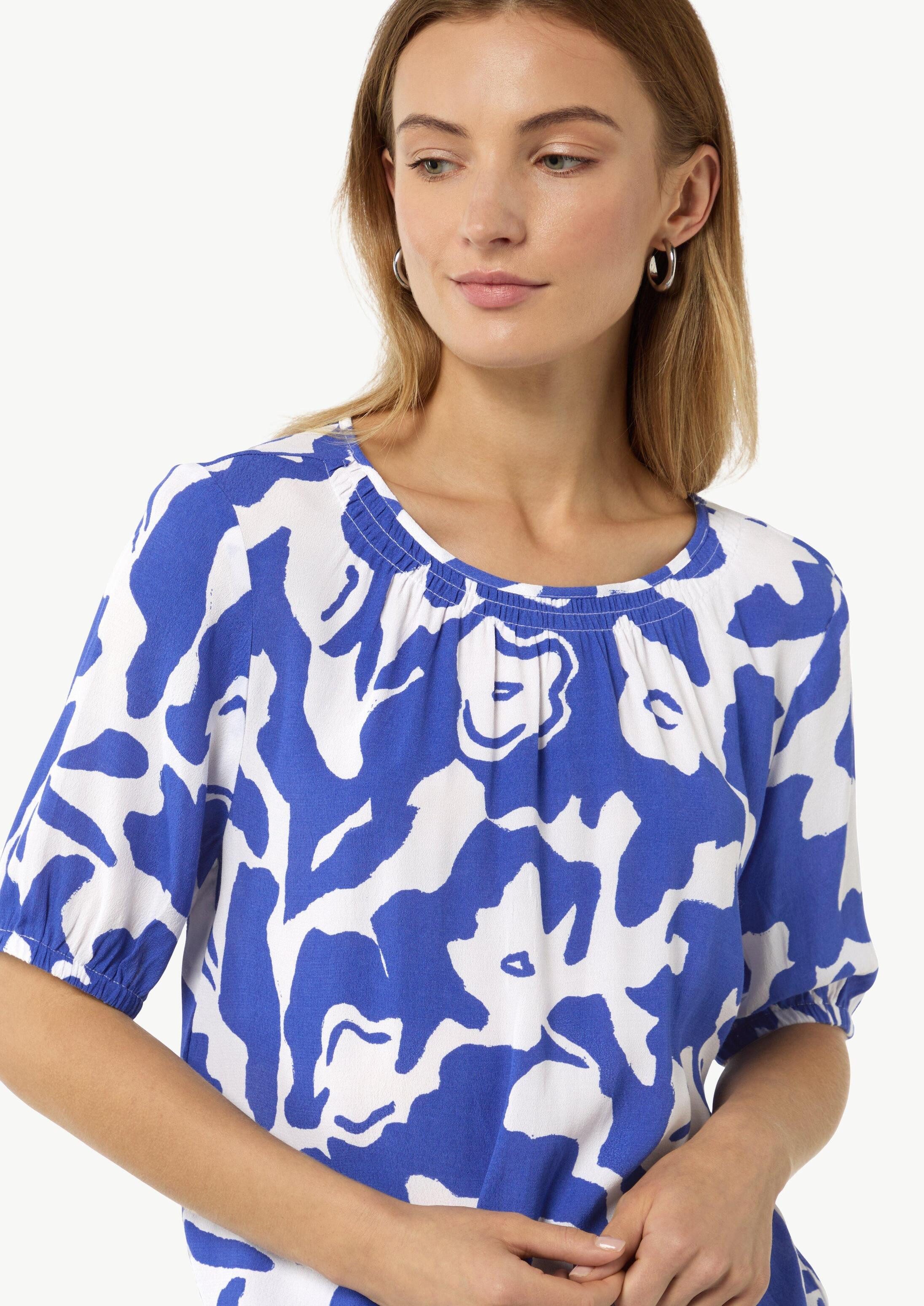 comma Kurzarmbluse Bluse Gemusterte Kurzarmbluse