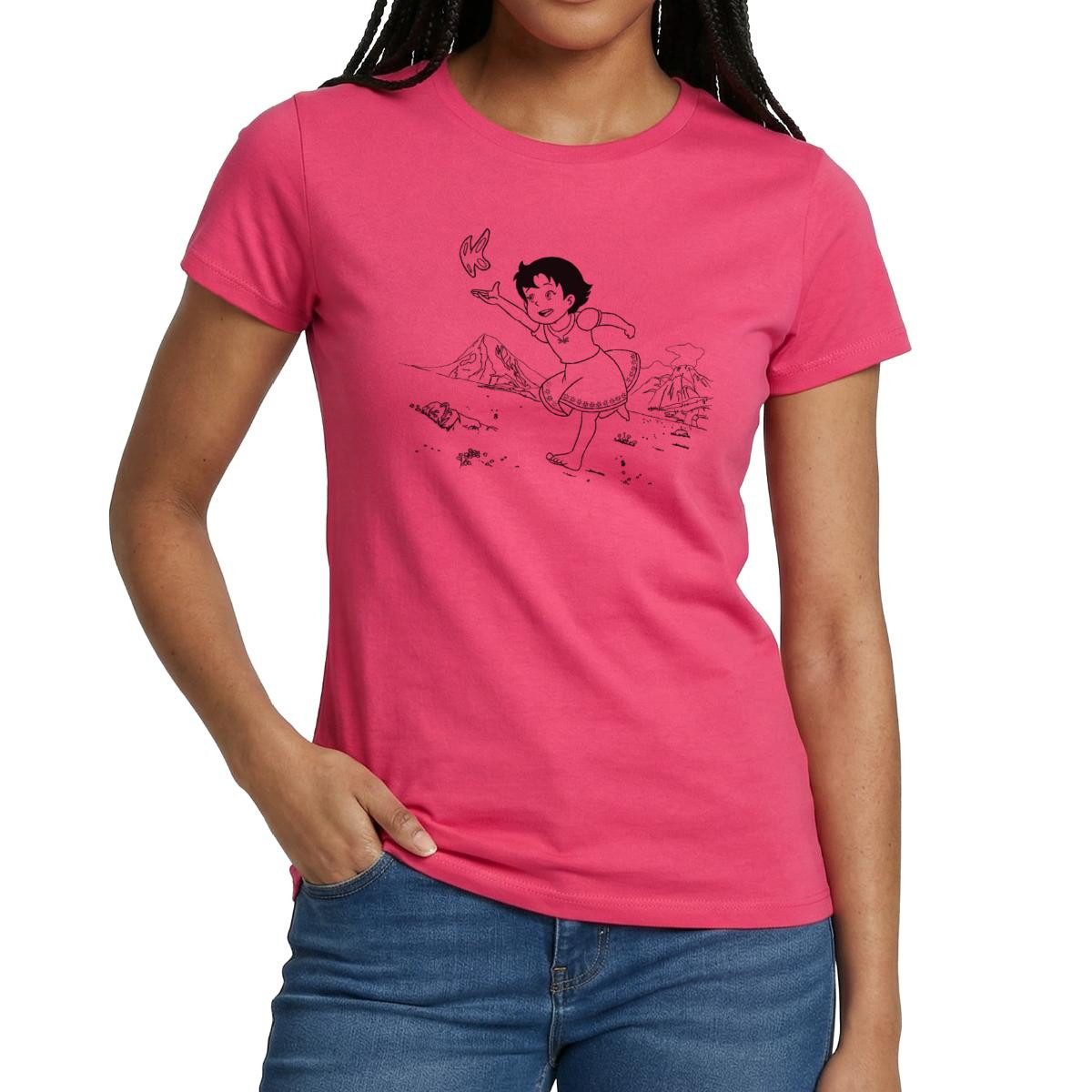 Spreadshirt T-Shirt Heidi Rennt Mit Schmetterling Frauen T-Shirt (1-tlg) Slim Fit, fällt klein aus