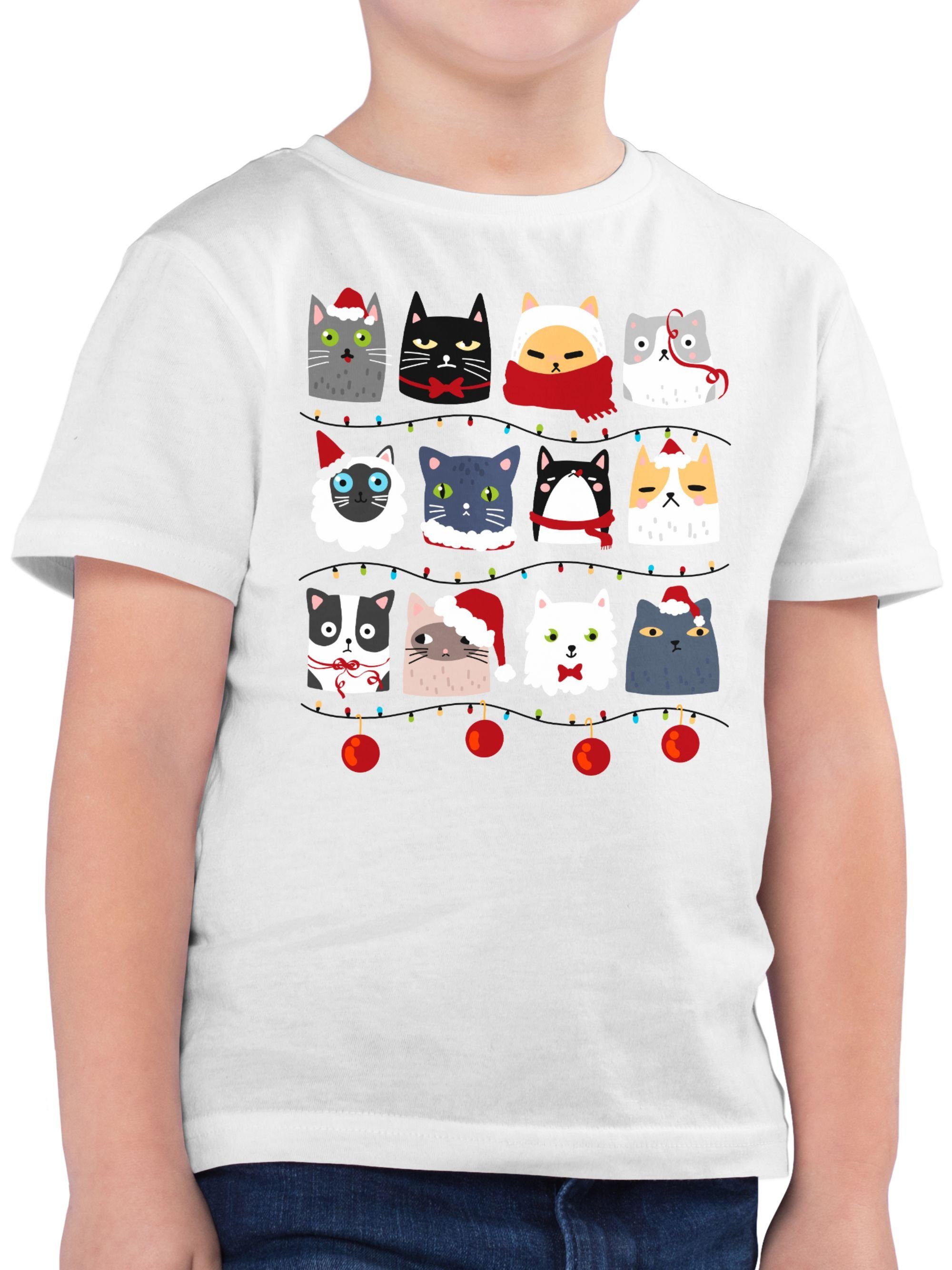 Shirtracer T-Shirt Katzen zu Weihnachten Weihnachten Kleidung Kinder 2 Weiß