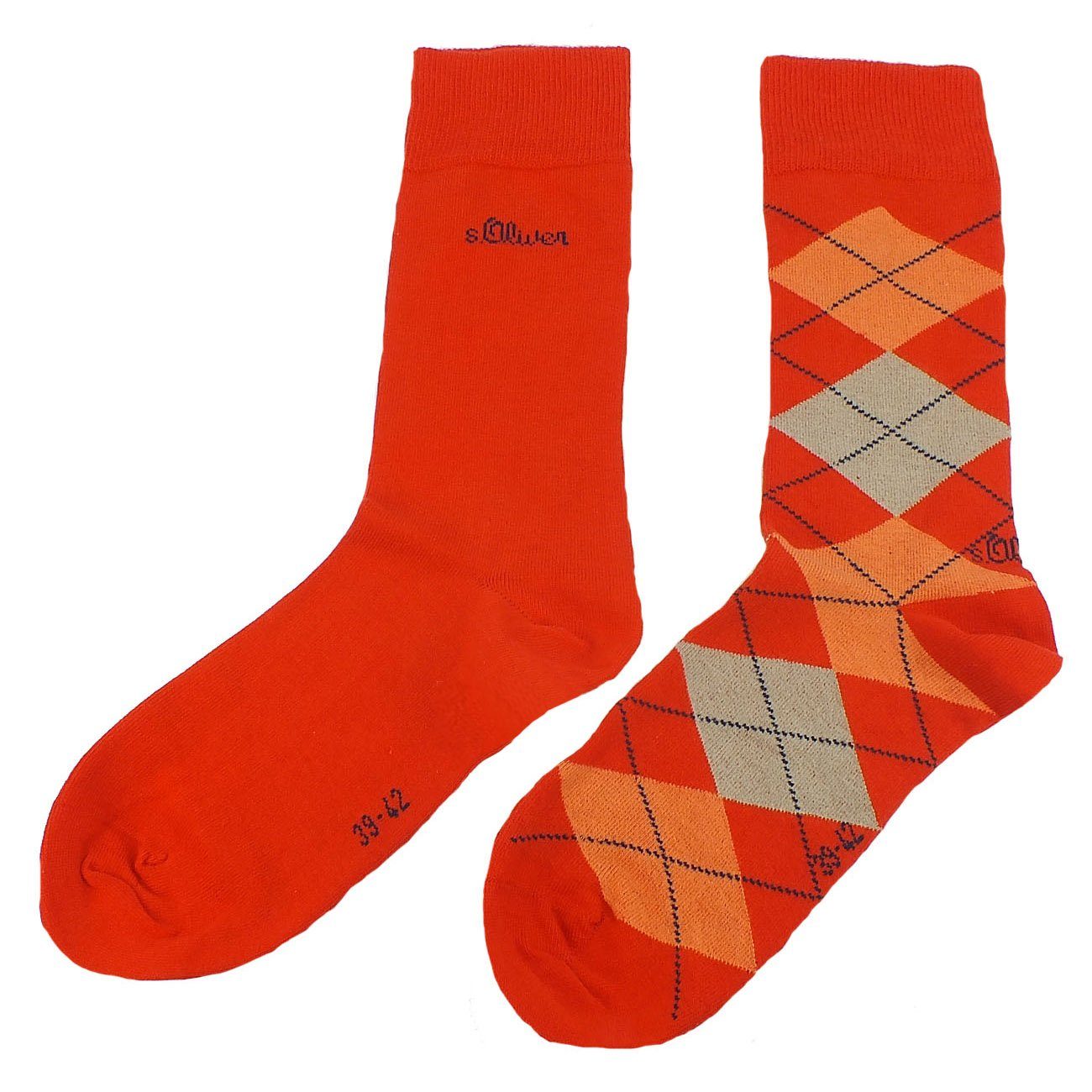 s.Oliver Langsocken S20179 (Packung, 2-Paar, 2 Paar) Herren Damen Unisex Business Socken Baumwolle 83 red | Socken