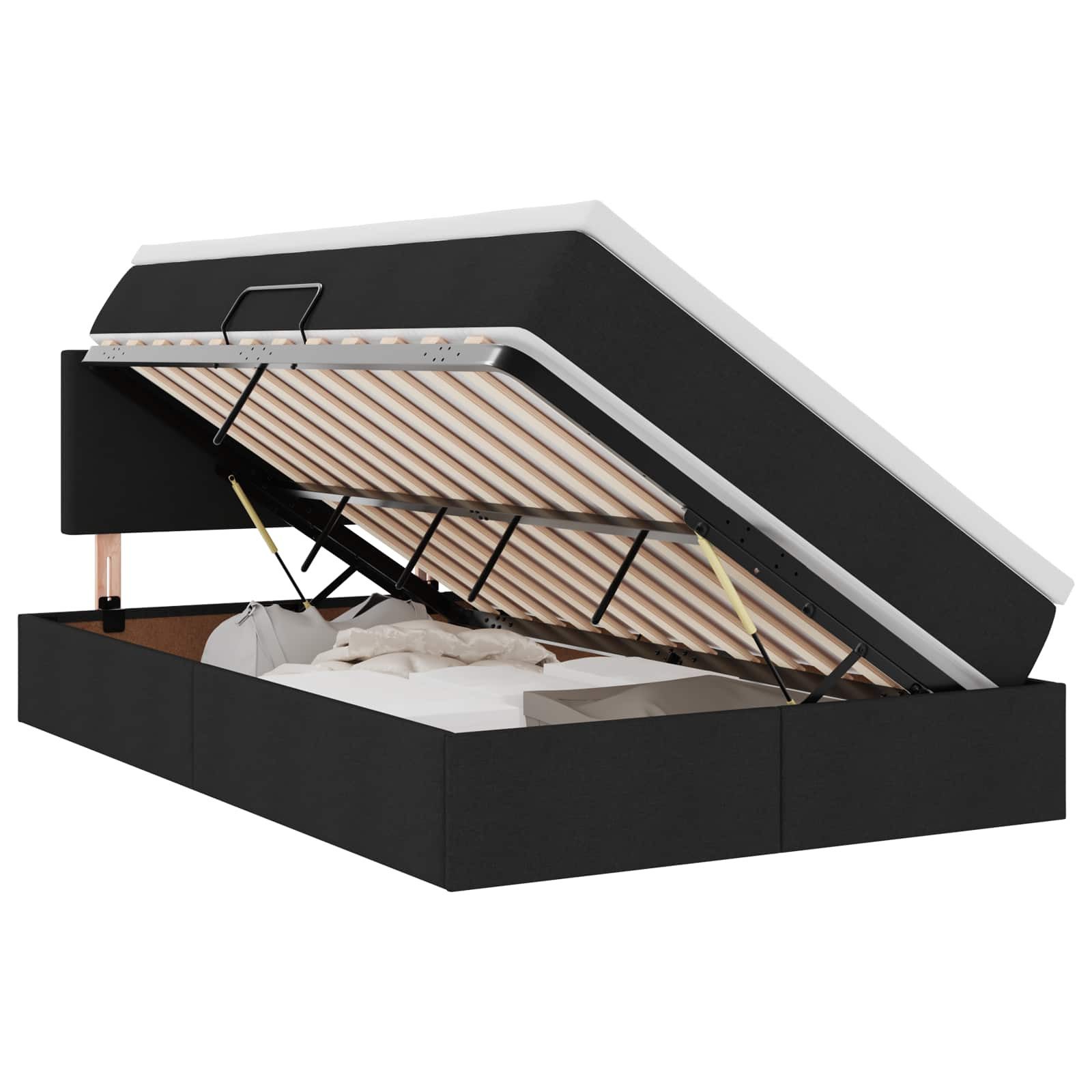 vidaXL Bett Bett mit Stauraum und LED mit LED Schwarz 120 x 190 cm Stoff (1-tlg)