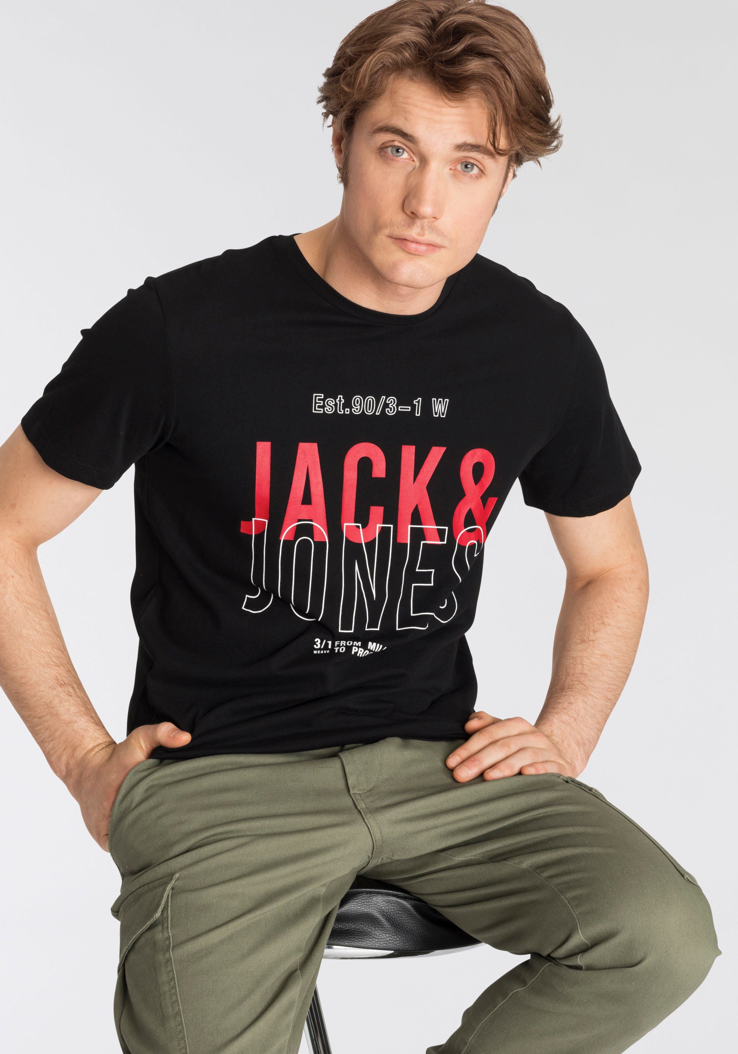 Jack & Jones T-Shirt JCOKOMPO Kurzarm-Design mit Print und optimaler Passfo günstig online kaufen