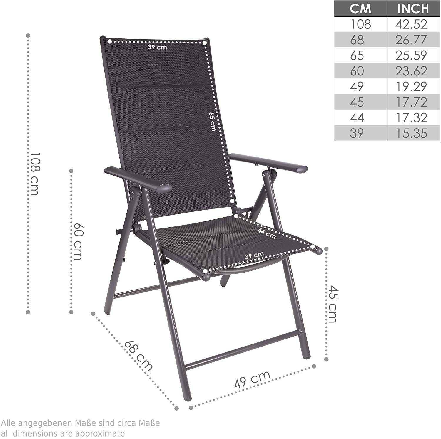 BRUBAKER Garten-Essgruppe Garten Sitzgruppe Riva, (Set), 1x Klapptisch rund 70 cm Ø mit Gartentisch und Gartenstühlen