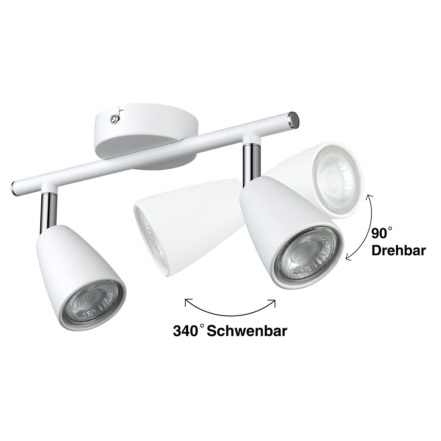 IMPTS LED Deckenspots Deckenleuchte Spotleuchte Deckenstrahler, Nicht Dimmbar, LED wechselbar, Warmweiß, Schwenkbar LED Deckenlampe Deckenspot