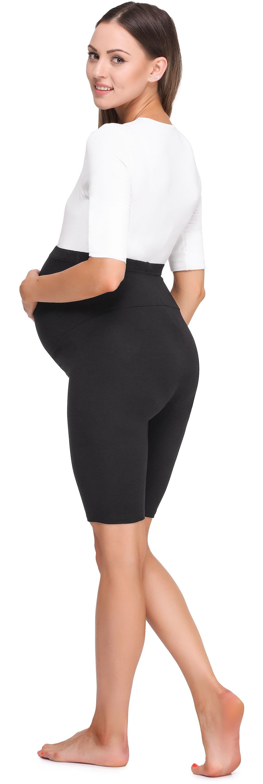 Be Mammy Umstandsleggings Damen Kurze Umstandsleggings BE20-259 (1-tlg) elastischer Bund