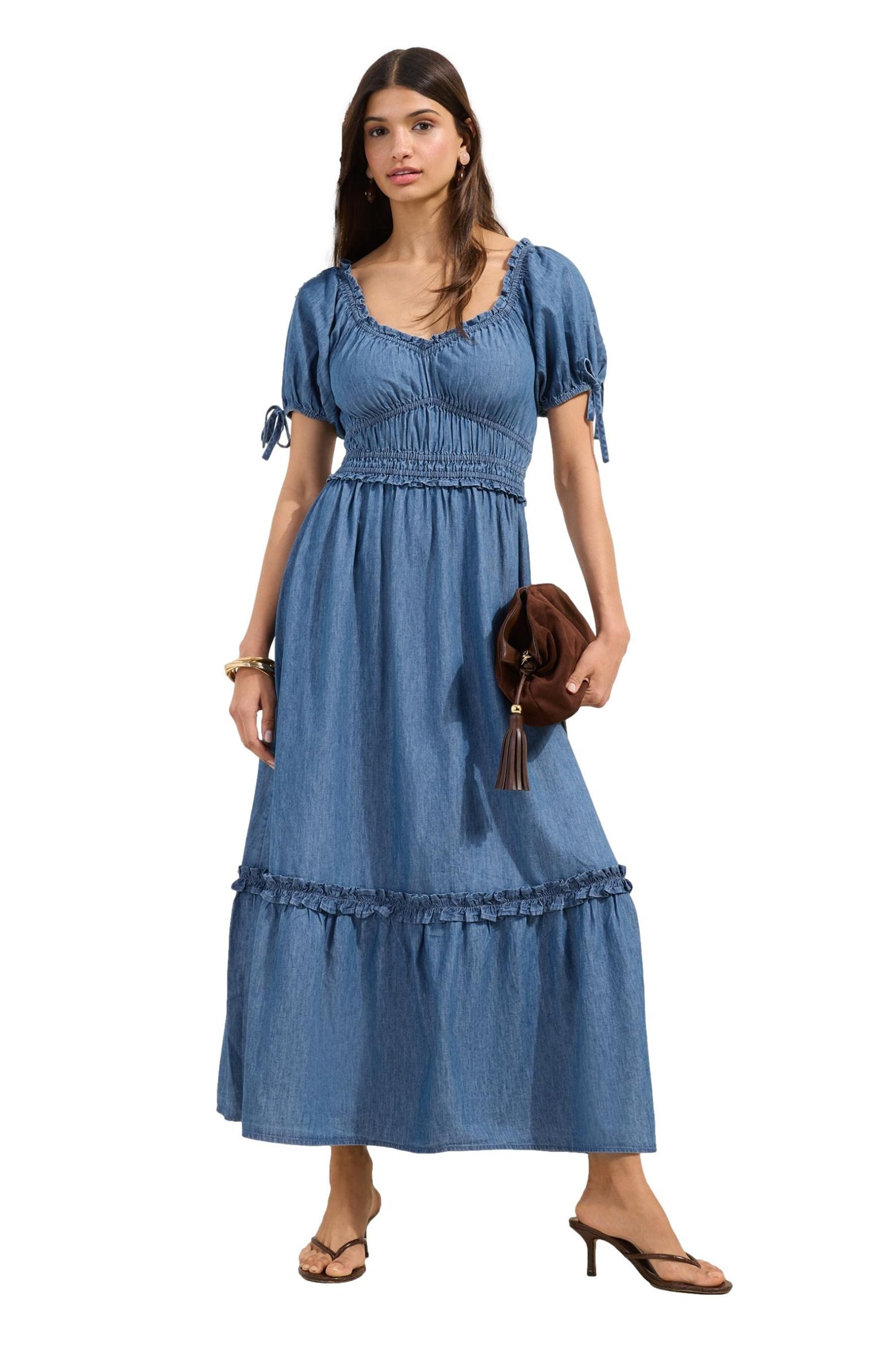 Friends Like These Jeanskleid Friends Like These Maxikleid aus Chambray-Denim (1-tlg)