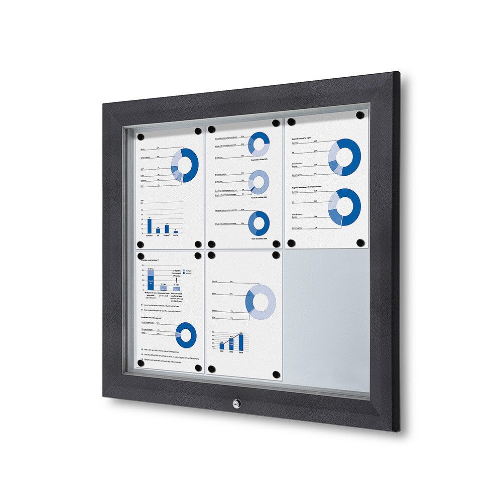 Hängevitrine Showdown Displays Schaukasten Premium für Außen - 6x DIN A4 - Grau