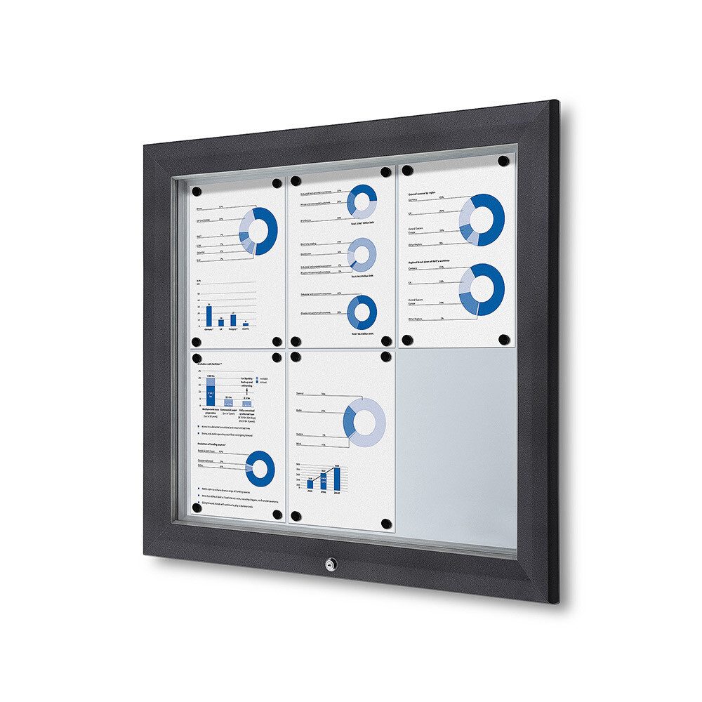 Showdown Displays Hängevitrine Showdown Displays Schaukasten Premium für Außen - 6x DIN A4 - Grau (1-St)