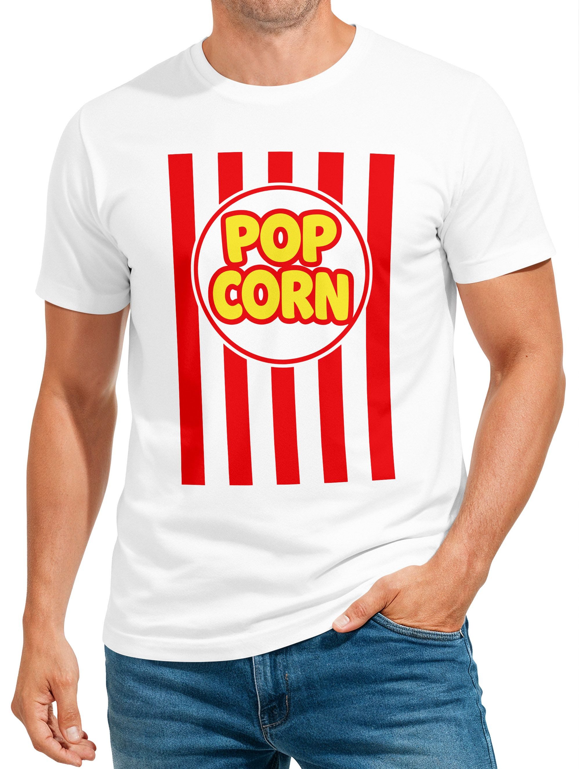 Print-Shirt Herren T-Shirt Fasching Karneval - Popcorn - Kostüm-Ersatz