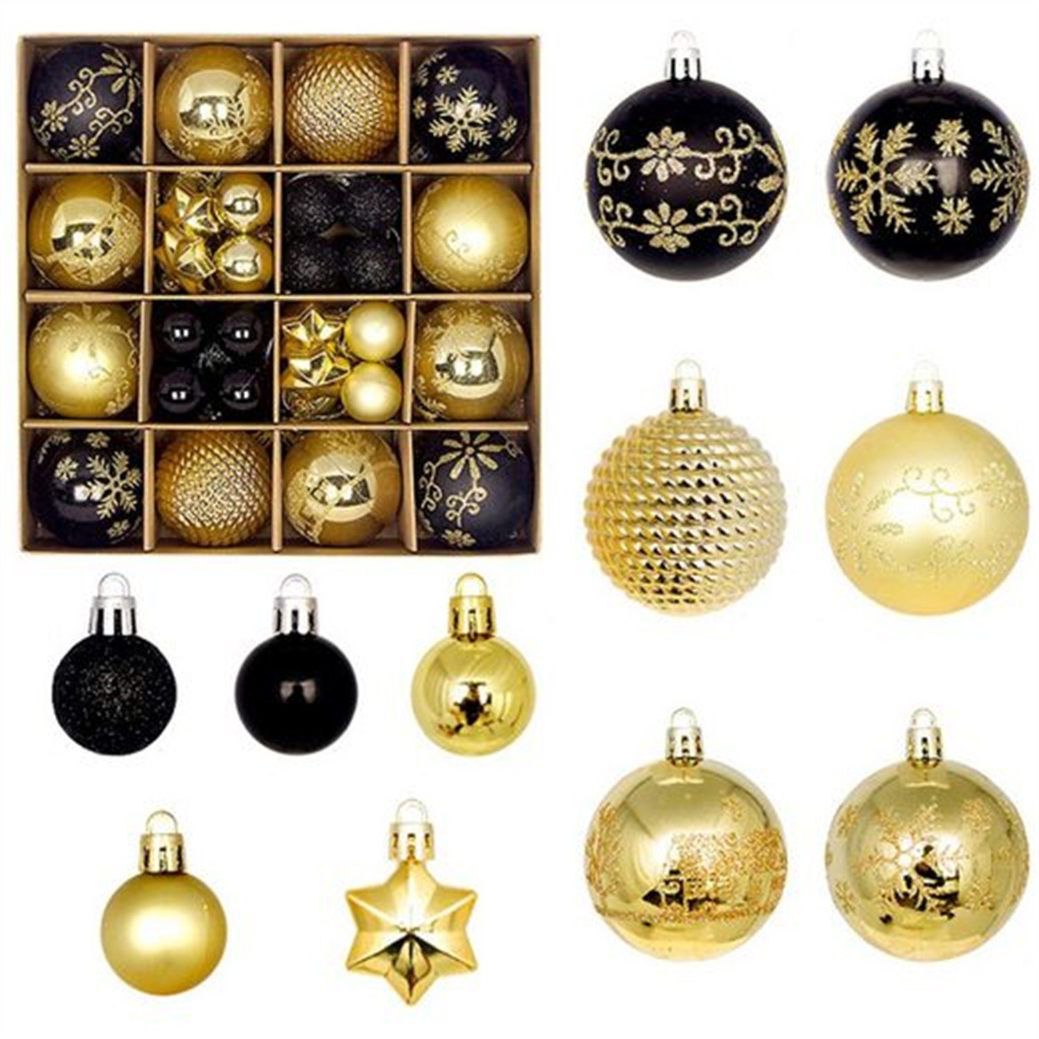 autolock Weihnachtsbaumkugel Stück Weihnachtsbaumkugel Ornamente schwarz Weihnachtskugeln, 44