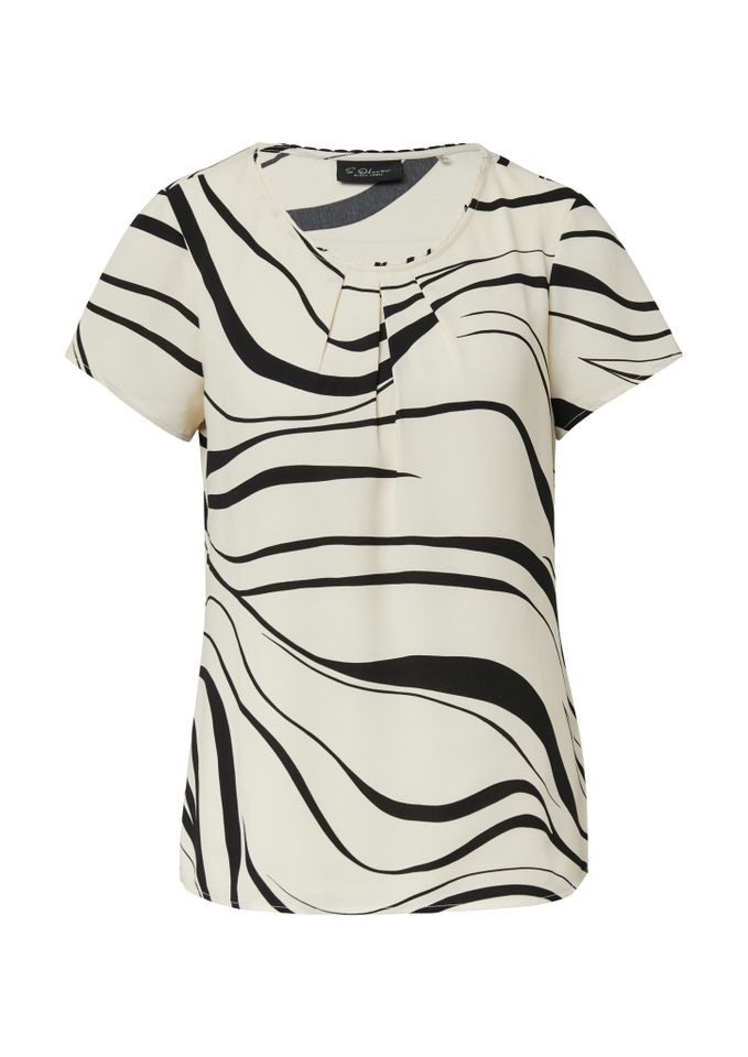 s.Oliver BLACK LABEL Kurzarmbluse - Crêpebluse mit günstig online kaufen
